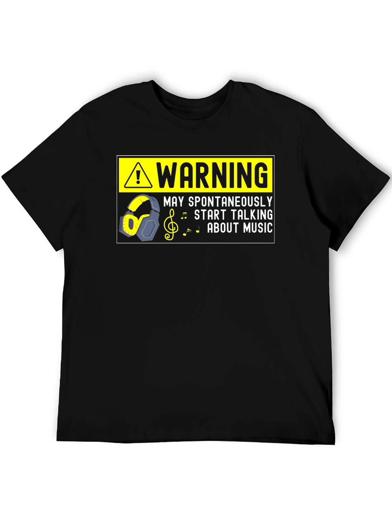 Warning May Spontaneously Talk Music Black T-Shirt