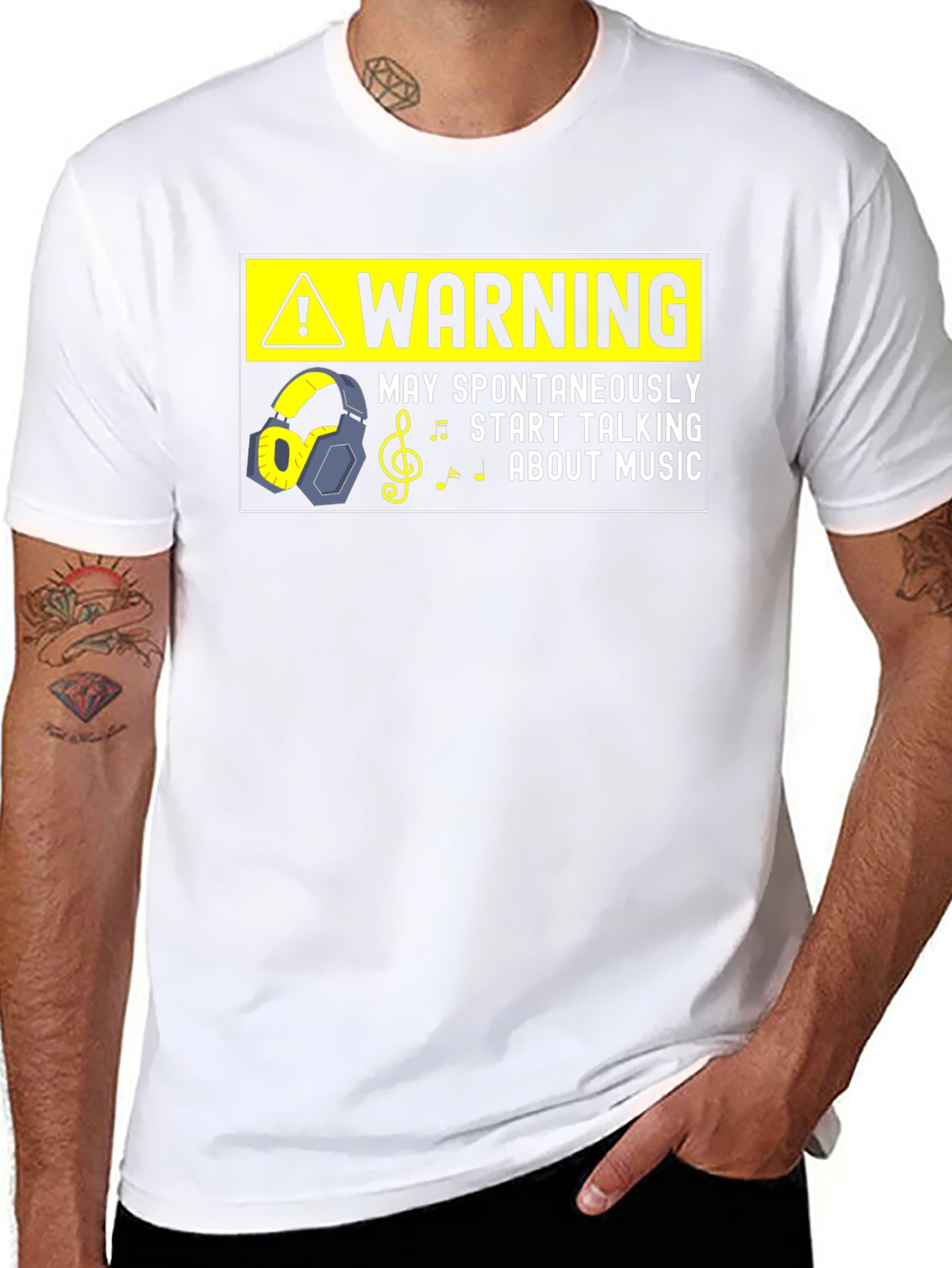 Warning May Spontaneously Talk Music Black T-Shirt