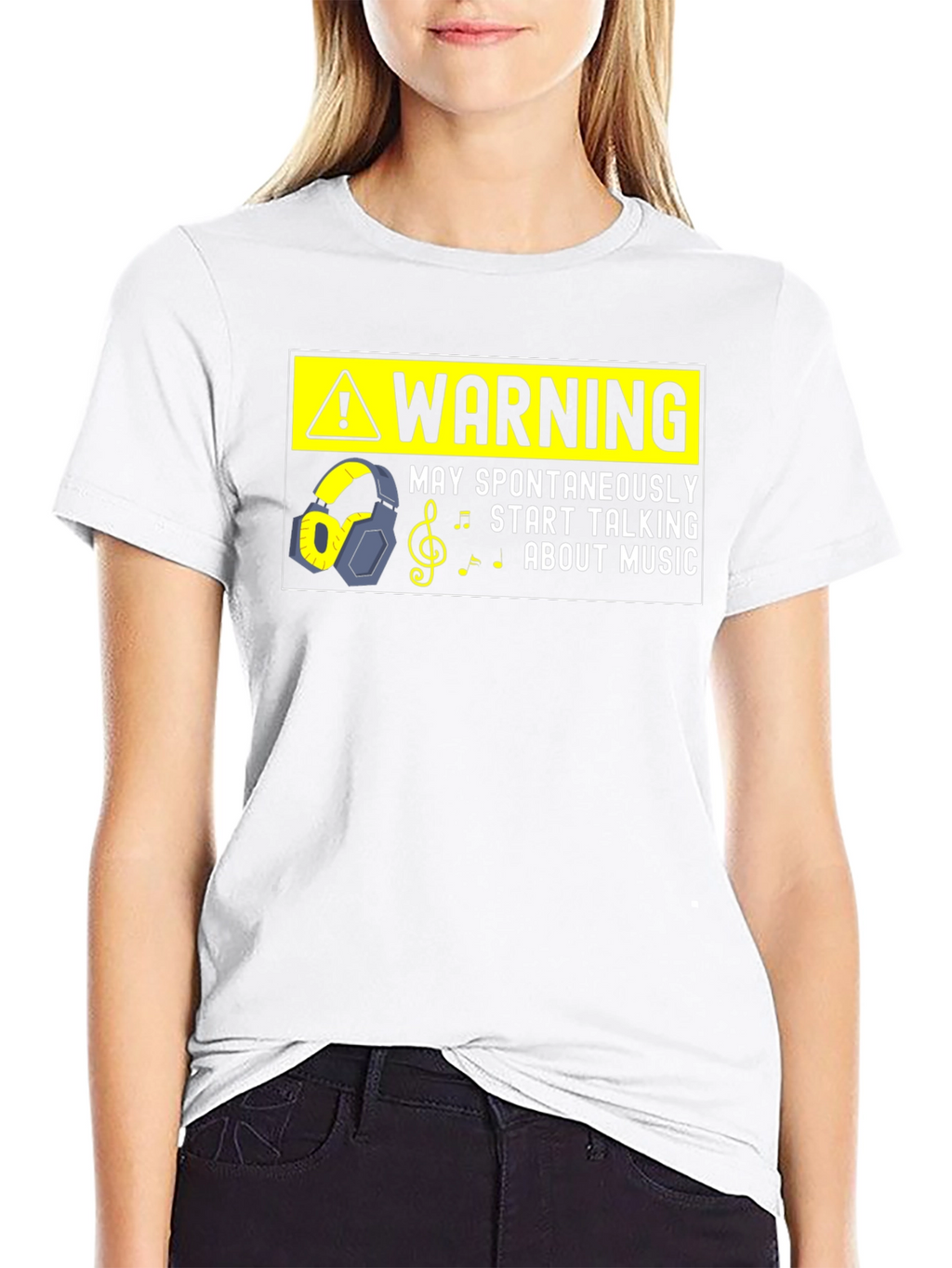 Warning May Spontaneously Talk Music Black T-Shirt