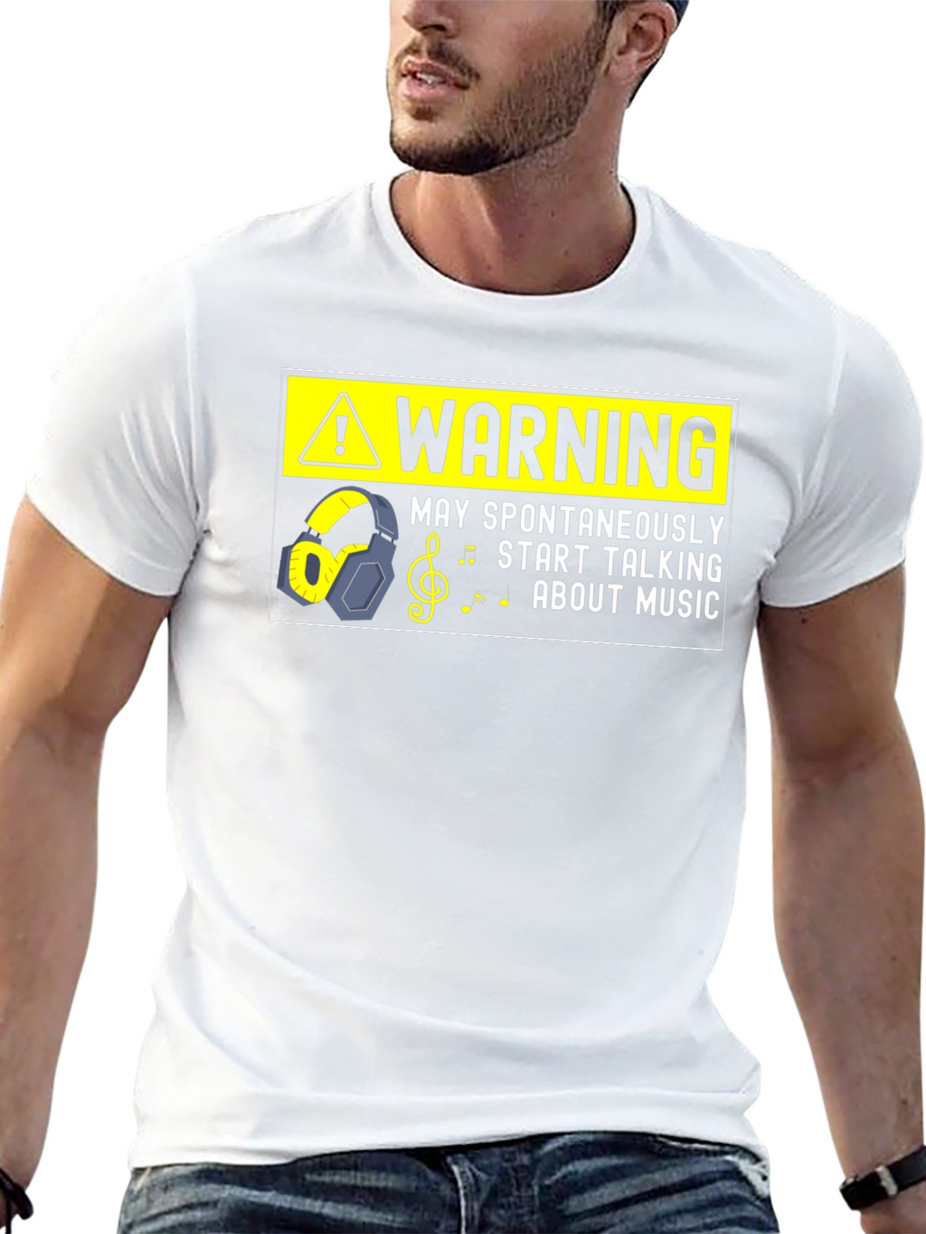 Warning May Spontaneously Talk Music Black T-Shirt
