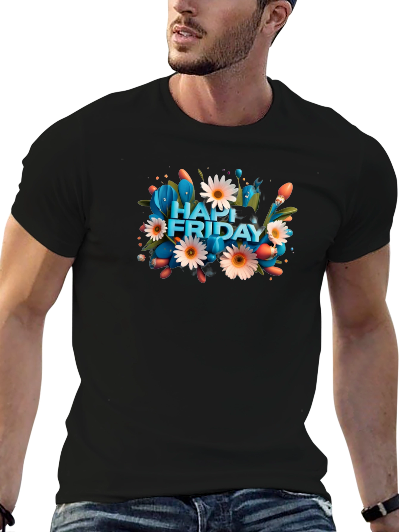 Happy Friday Graphic Tee - Mens Black T-Shirt