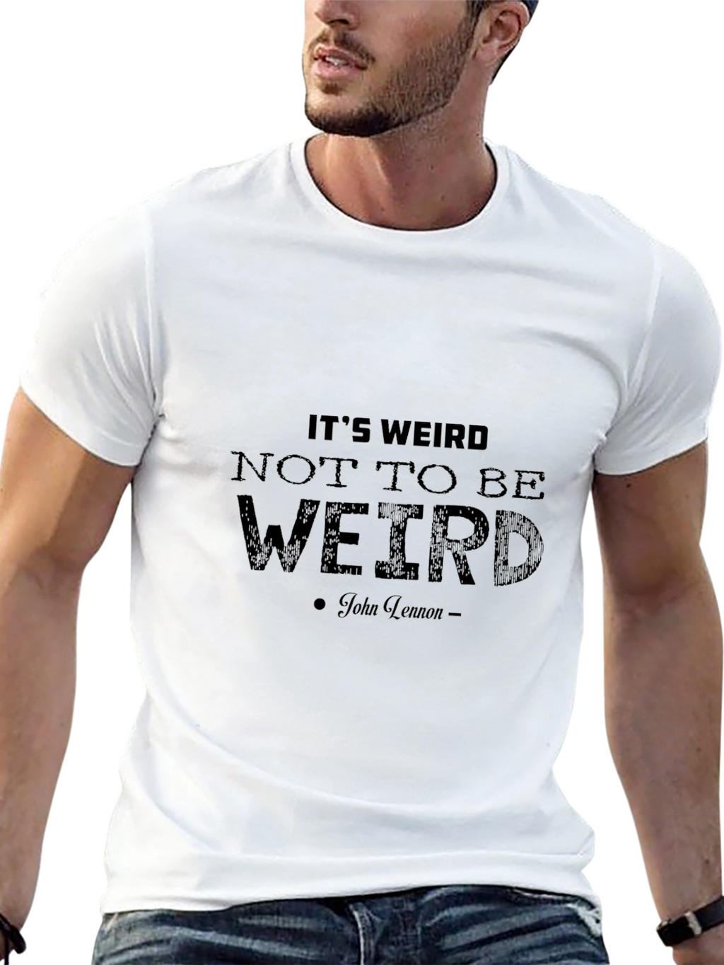 Its Weird T-Shirt - John Lennon Quote Black Tee
