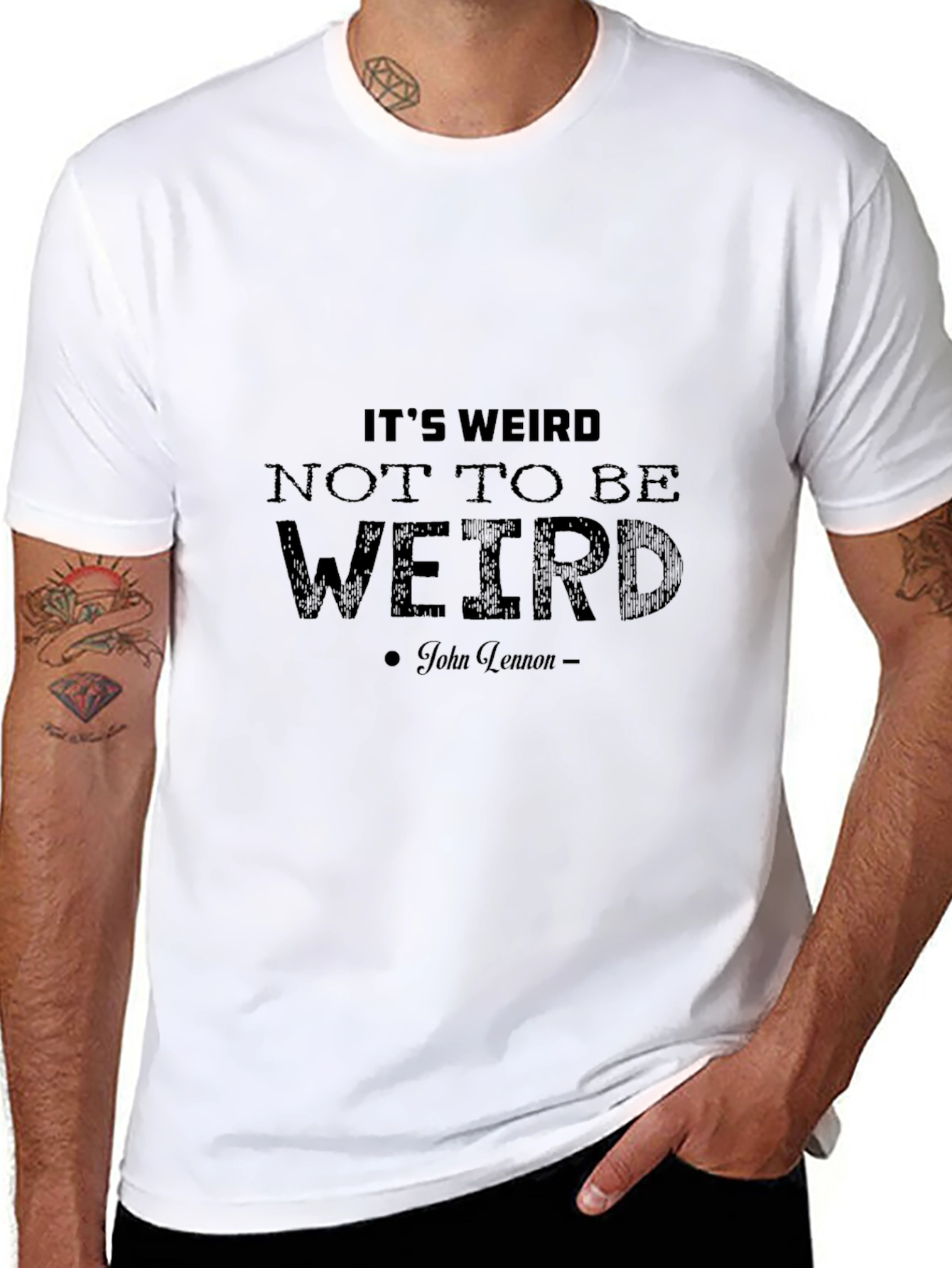 Its Weird T-Shirt - John Lennon Quote Black Tee