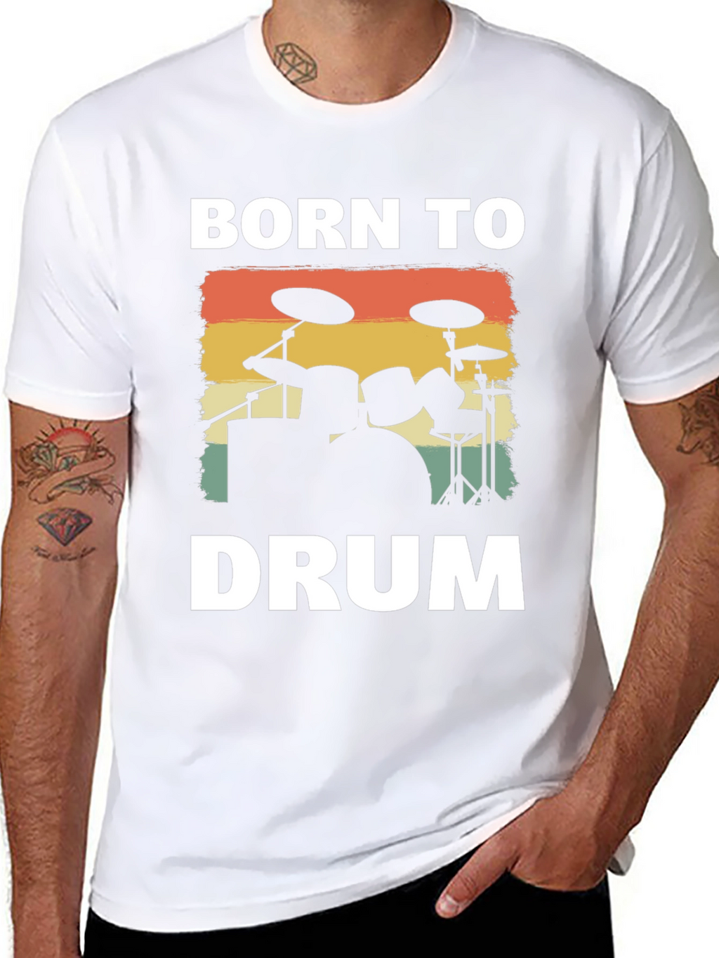 Born to Drum T-Shirt - Retro Drummer Tee