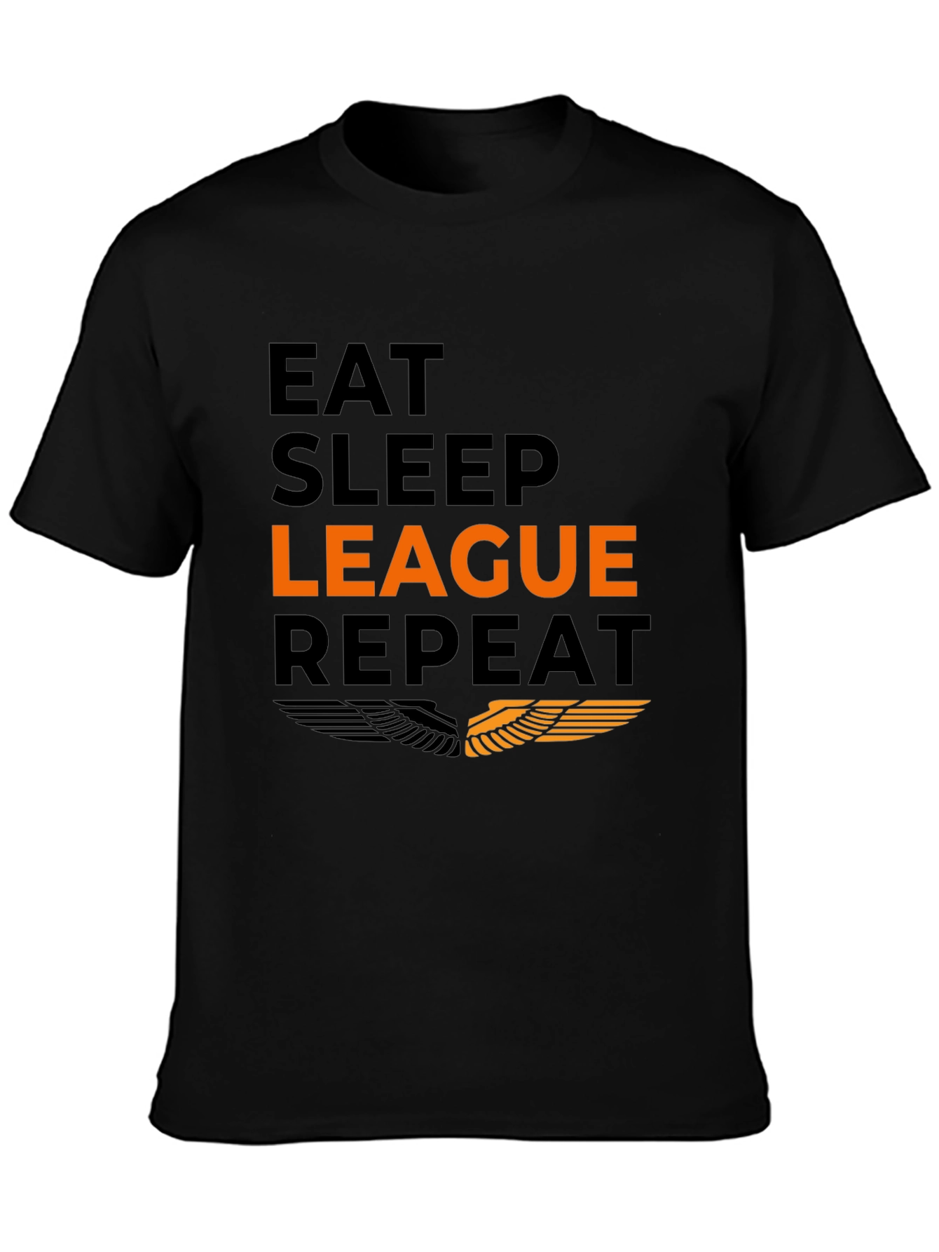 Eat Sleep League Repeat Black Graphic Tee