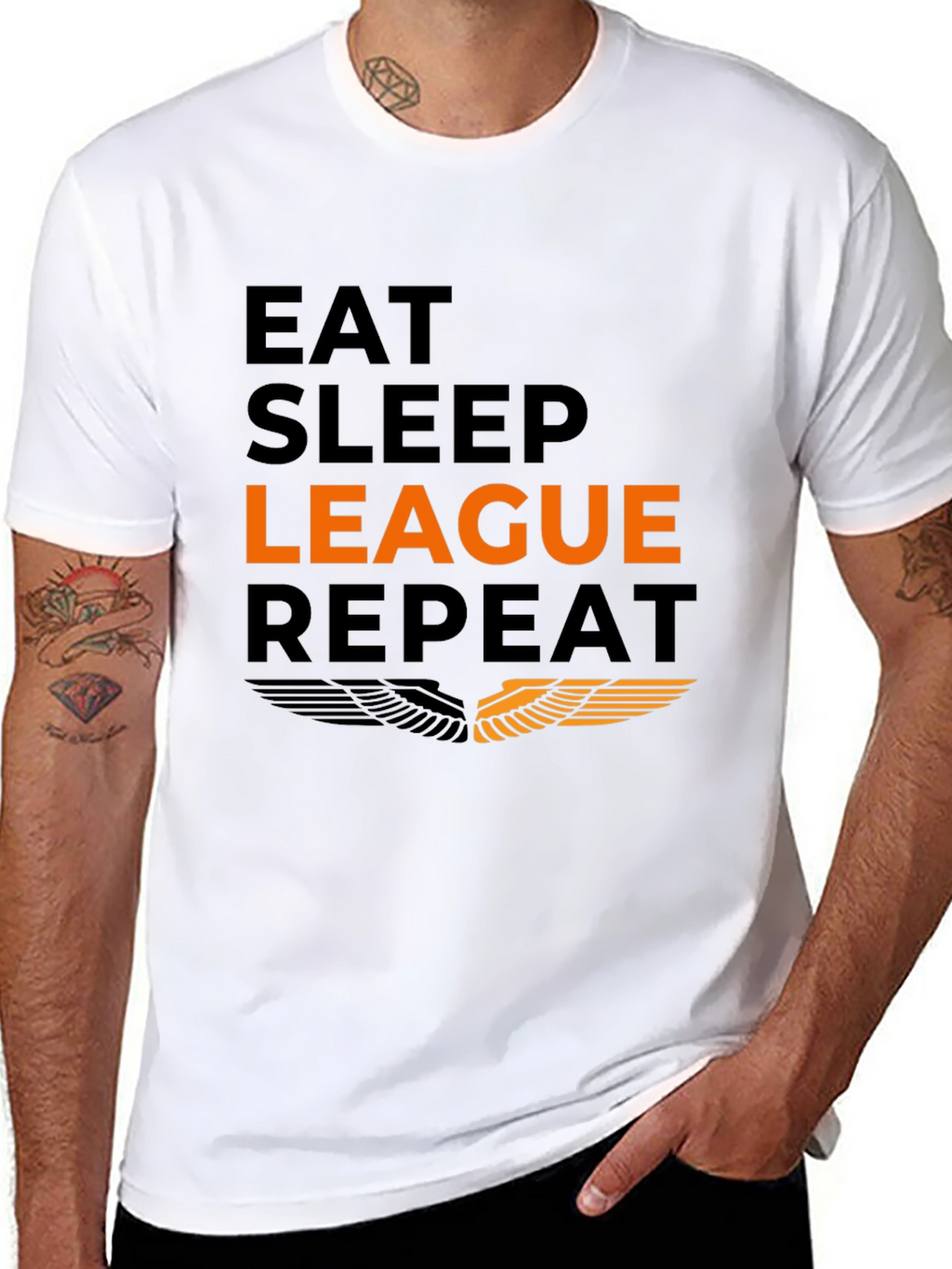 Eat Sleep League Repeat Black Graphic Tee