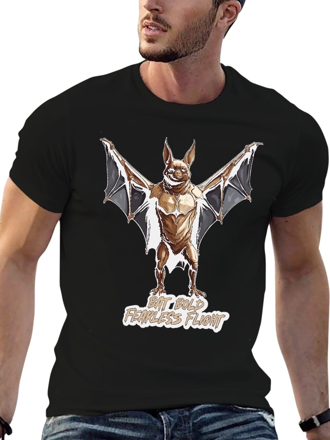Bat Bold Fearless Flight Graphic T-Shirt