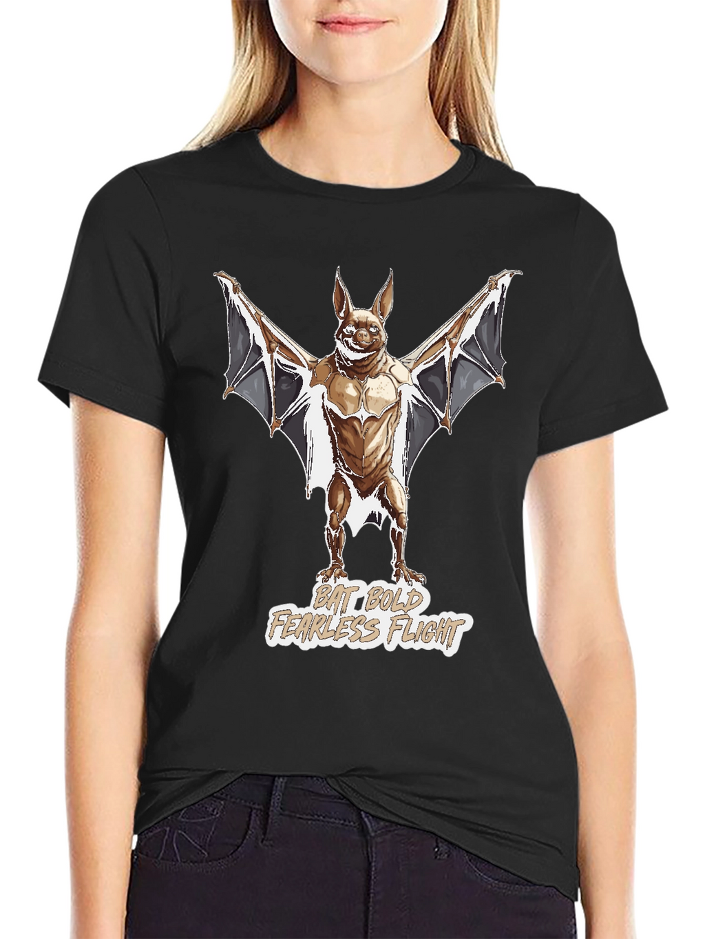 Bat Bold Fearless Flight Graphic T-Shirt