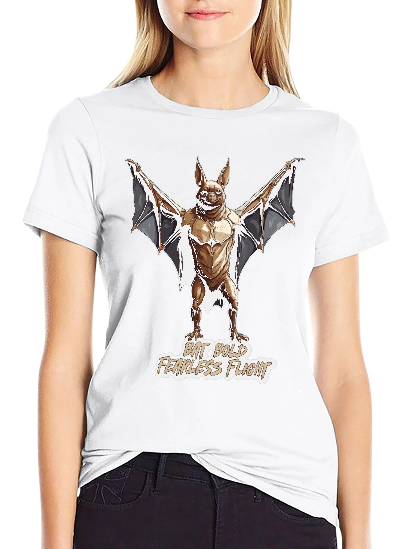 Bat Bold Fearless Flight Graphic T-Shirt
