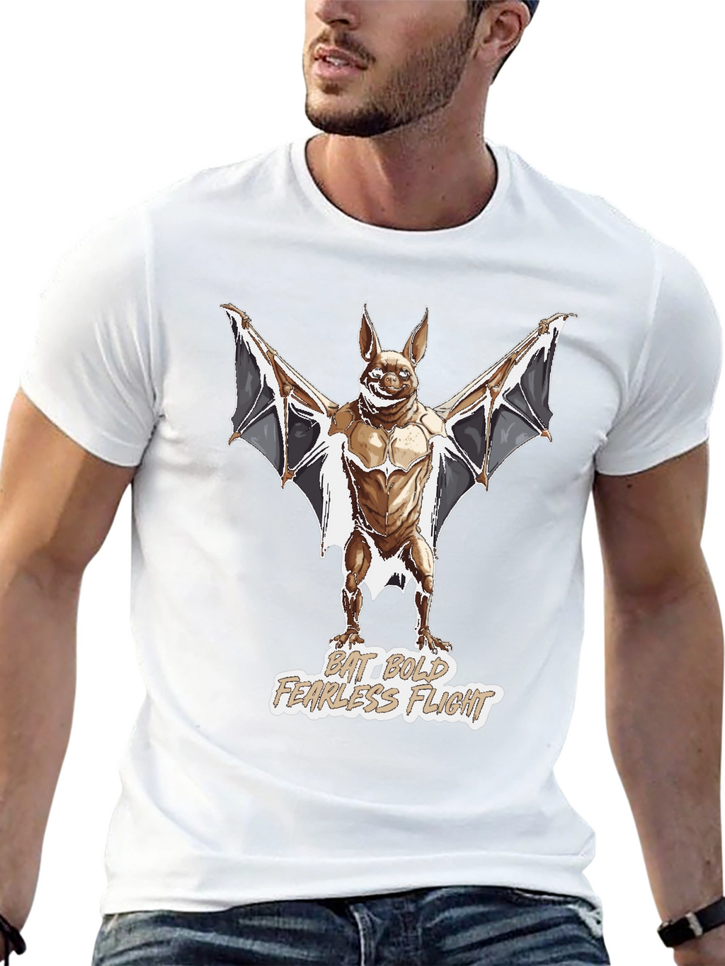 Bat Bold Fearless Flight Graphic T-Shirt