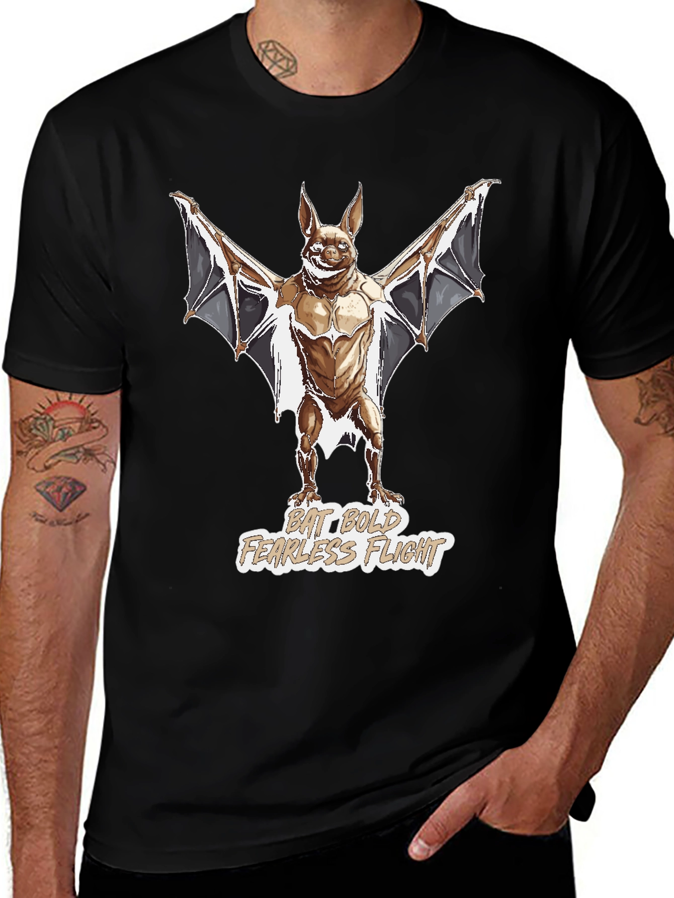 Bat Bold Fearless Flight Graphic T-Shirt