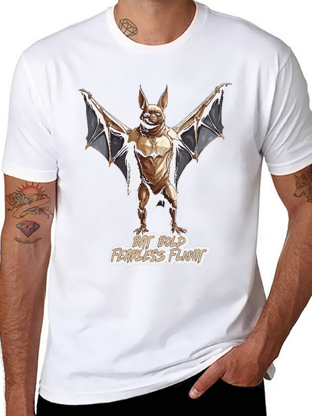 Bat Bold Fearless Flight Graphic T-Shirt