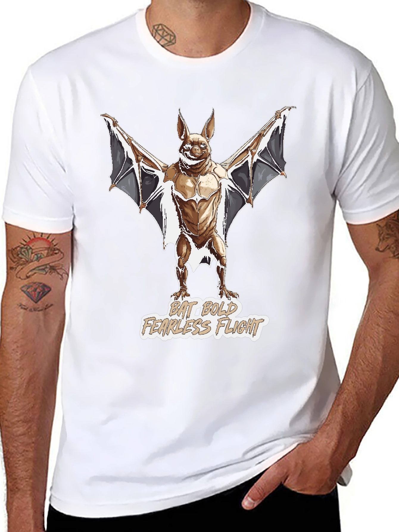 Bat Bold Fearless Flight Graphic T-Shirt