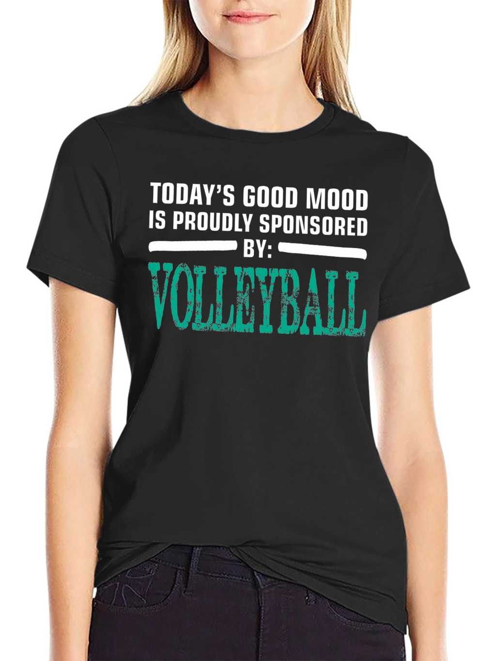 Volleyball Sponsored Mood Black Graphic Tee