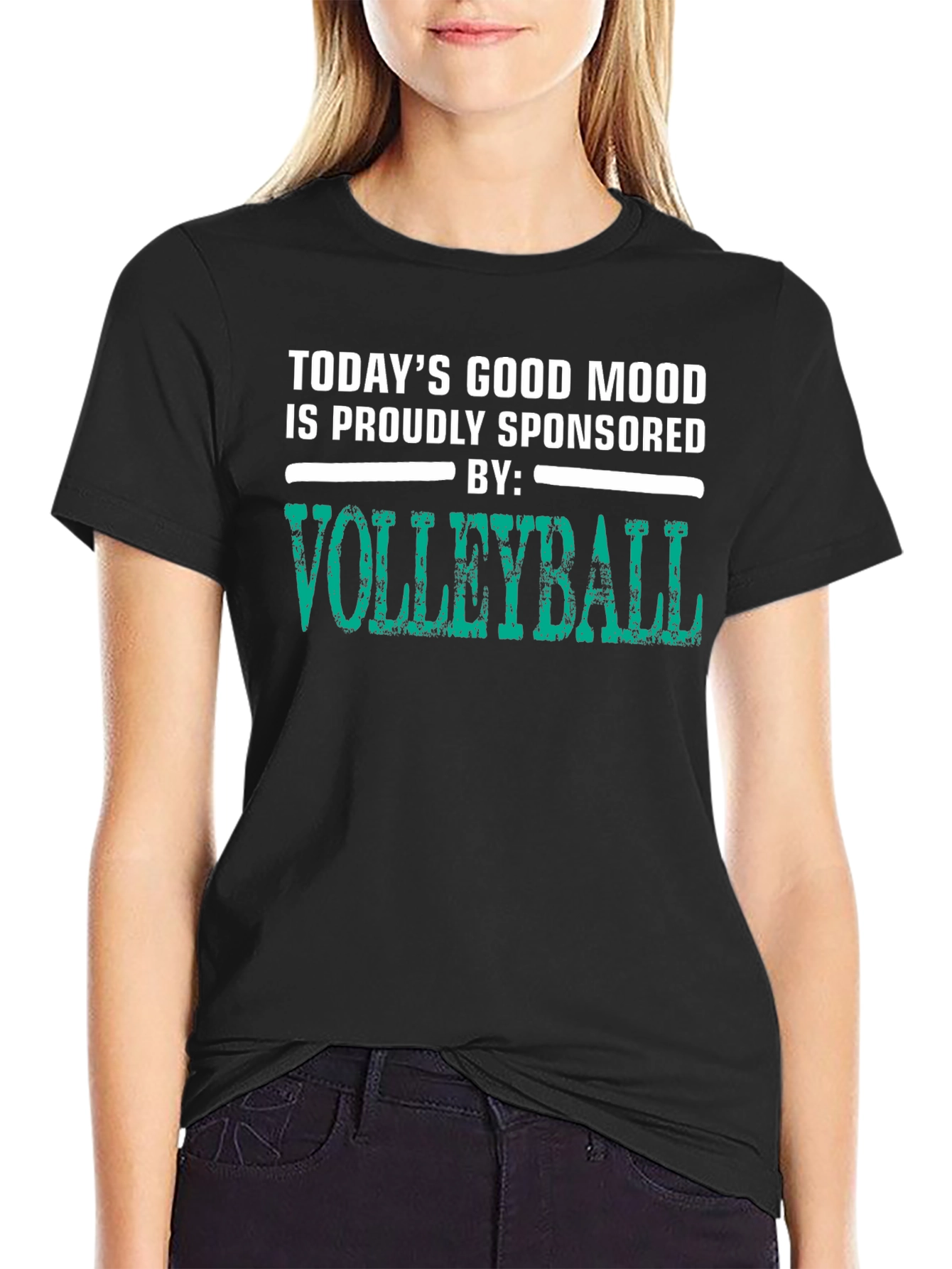 Volleyball Sponsored Mood Black Graphic Tee