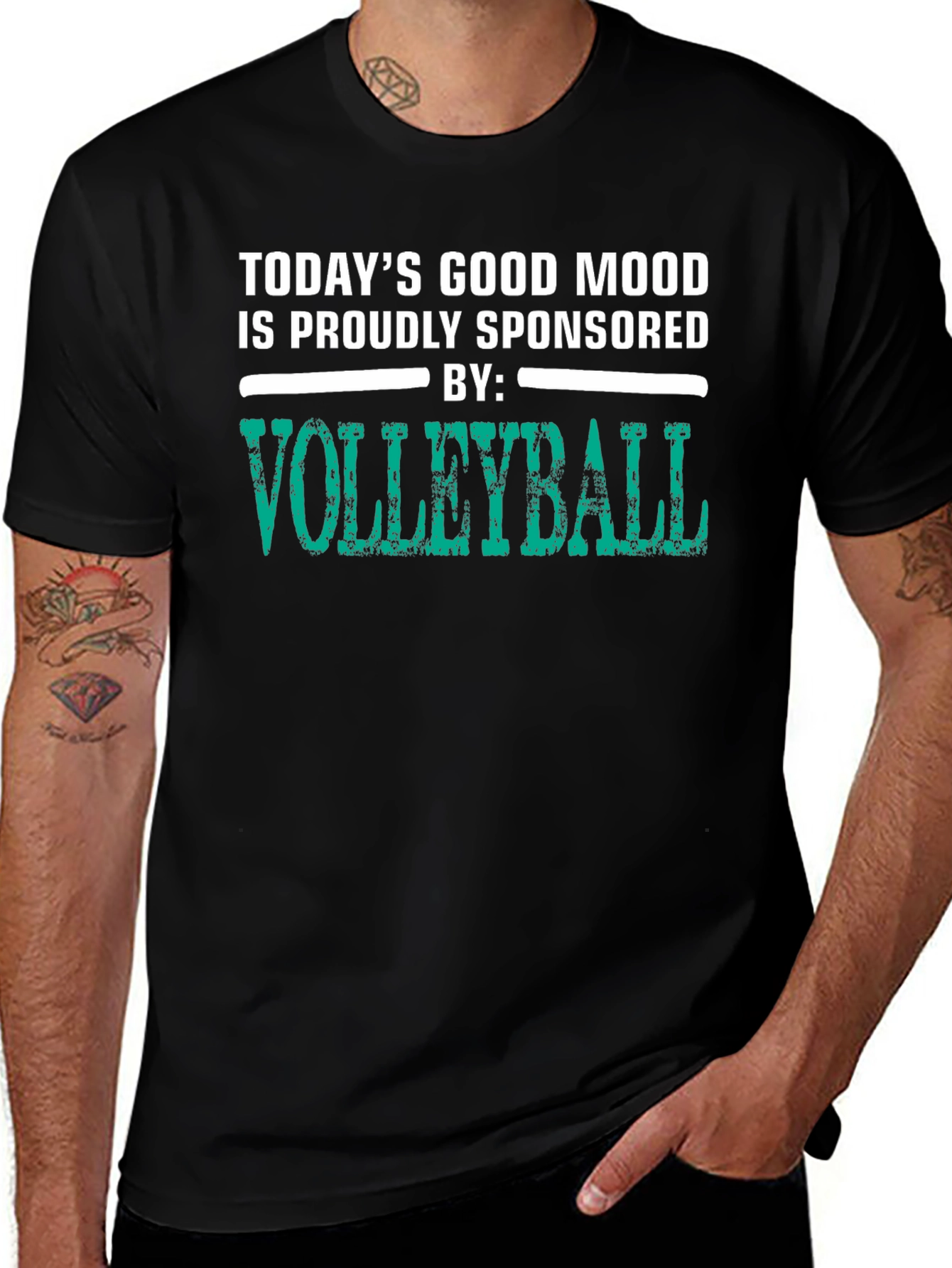 Volleyball Sponsored Mood Black Graphic Tee