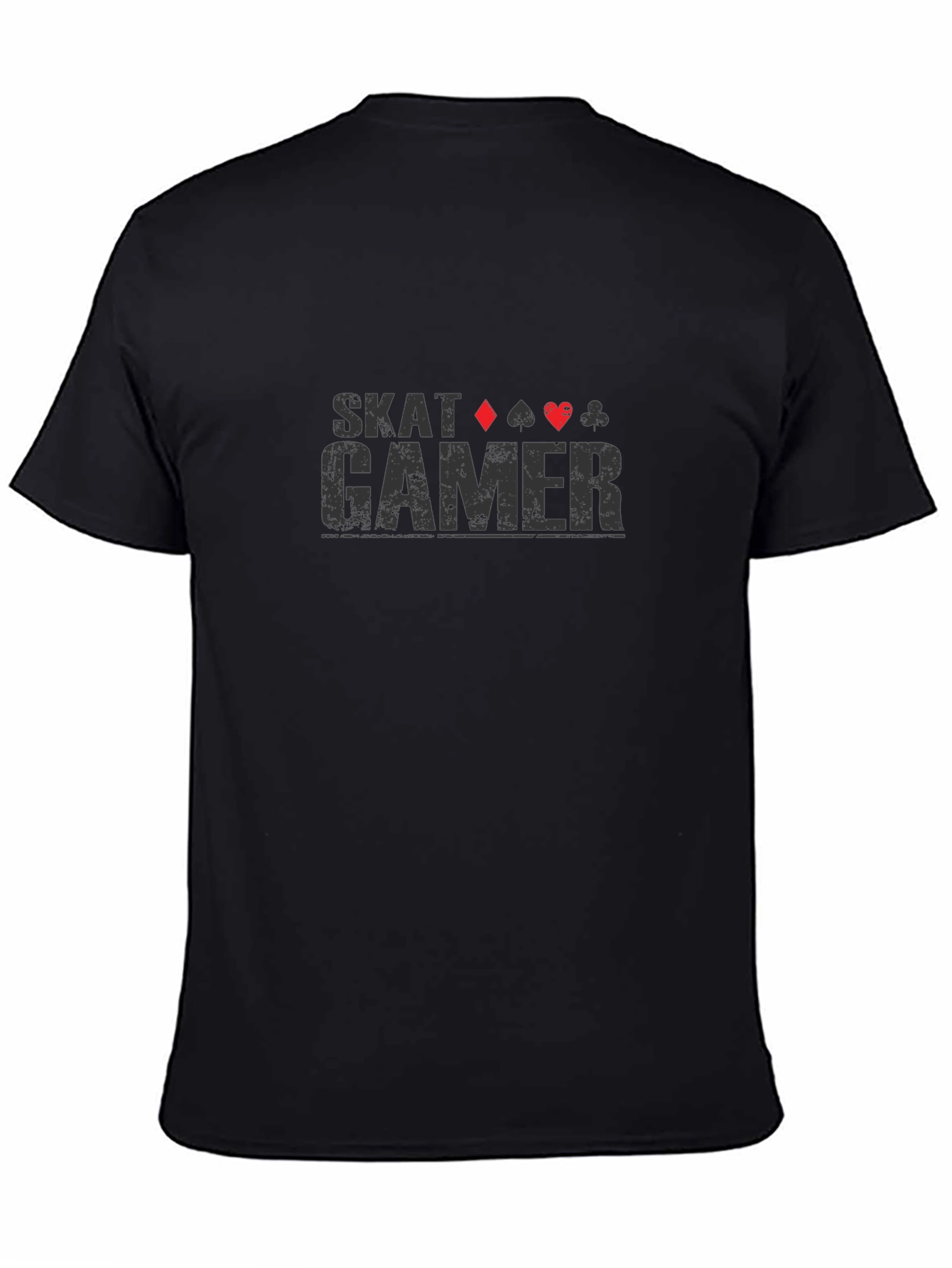 Skat Gamer T-Shirt - Black Card Suits Graphic Tee