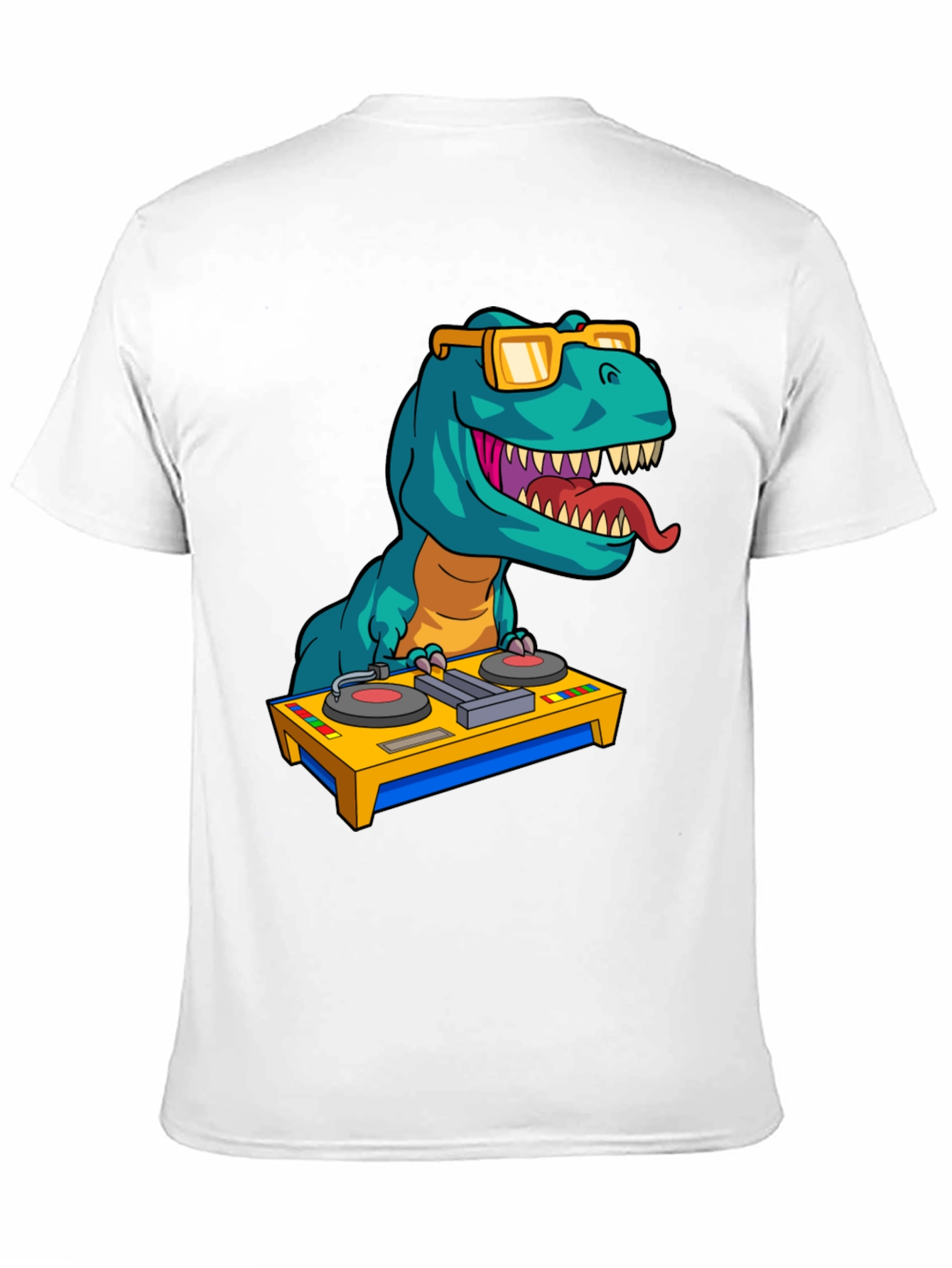 DJ Rex Graphic Tee - Dinosaur Music Lover Shirt