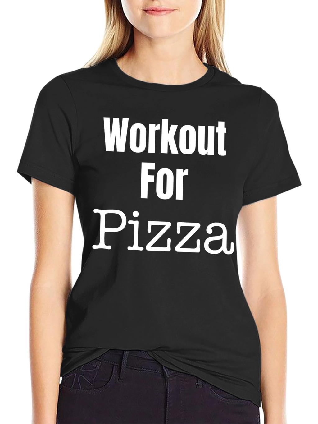 Workout For Pizza Black Graphic T-Shirt