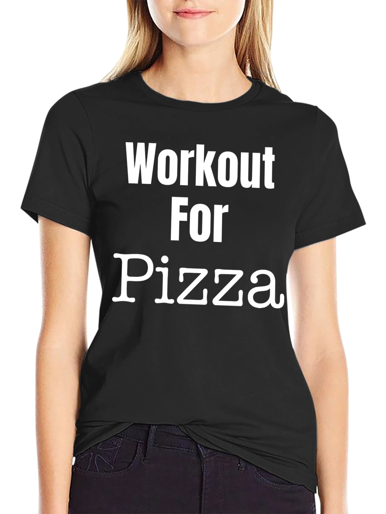 Workout For Pizza Black Graphic T-Shirt