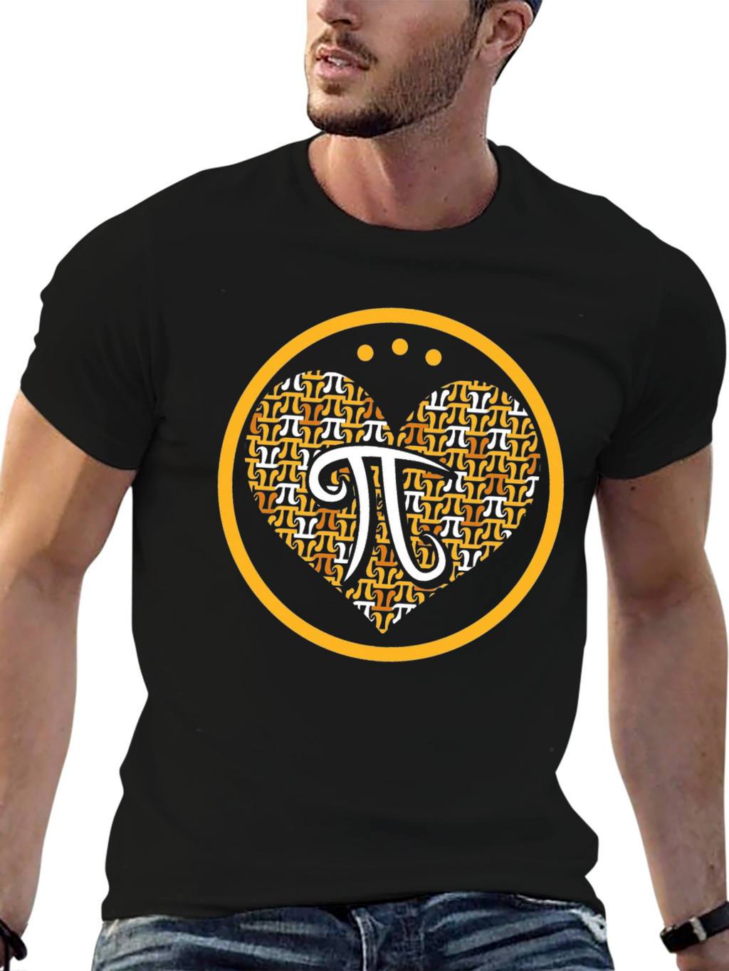 Math Pi Symbol Heart Graphic Tee - Black