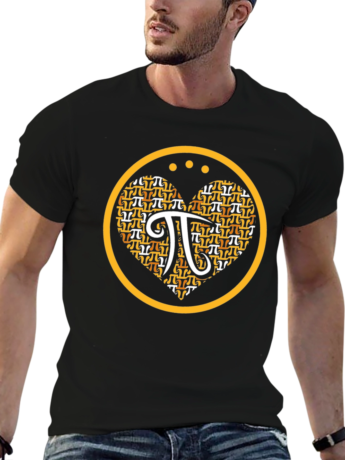Math Pi Symbol Heart Graphic Tee - Black