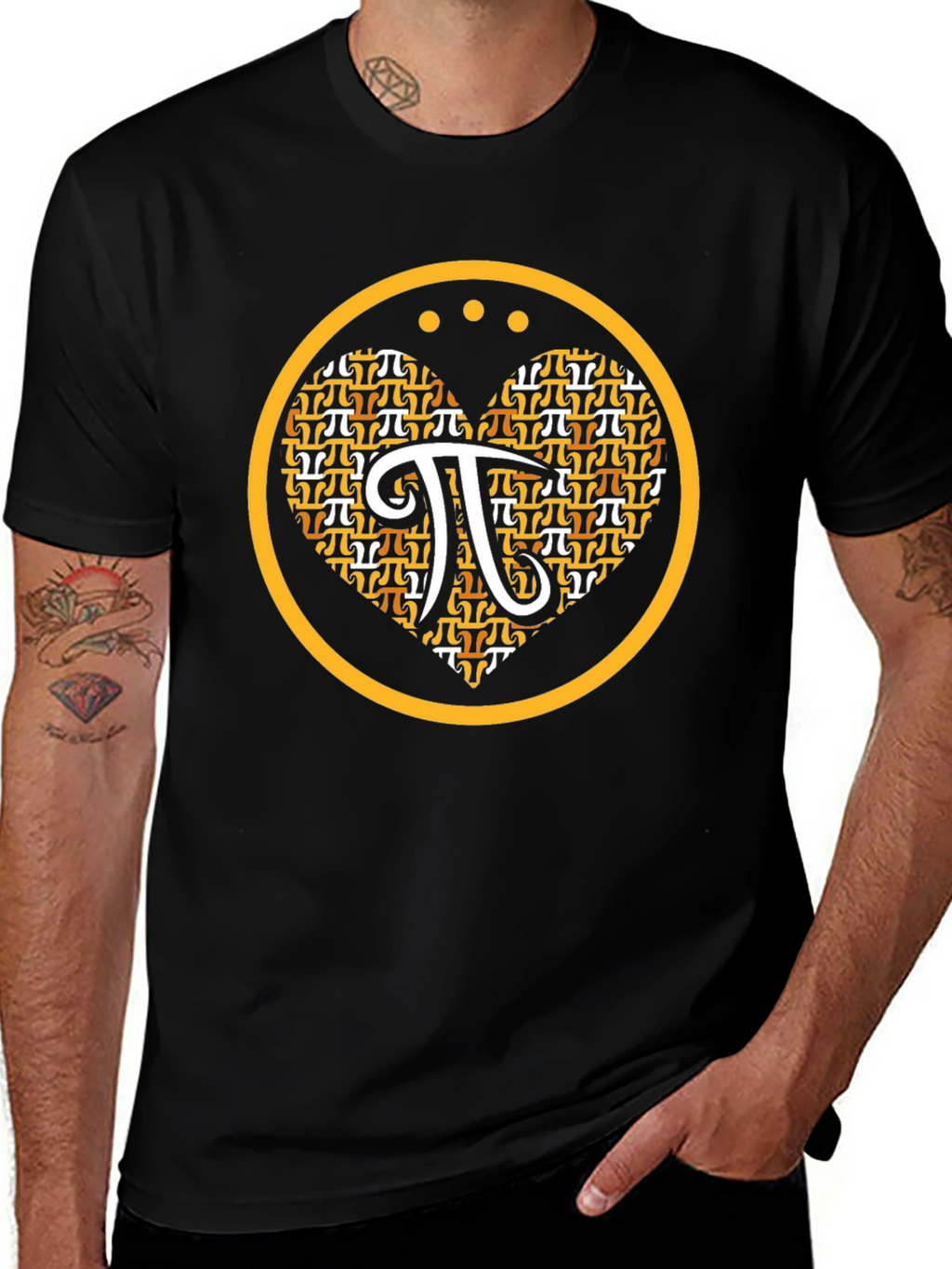 Math Pi Symbol Heart Graphic Tee - Black