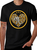 Math Pi Symbol Heart Graphic Tee - Black
