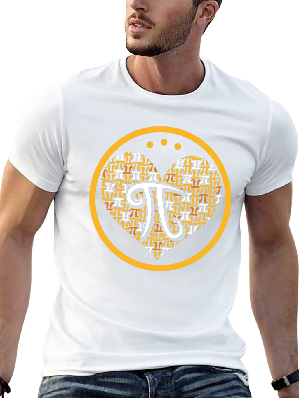 Math Pi Symbol Heart Graphic Tee - Black