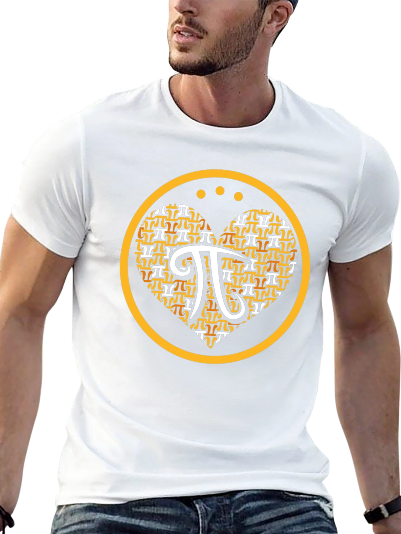 Math Pi Symbol Heart Graphic Tee - Black
