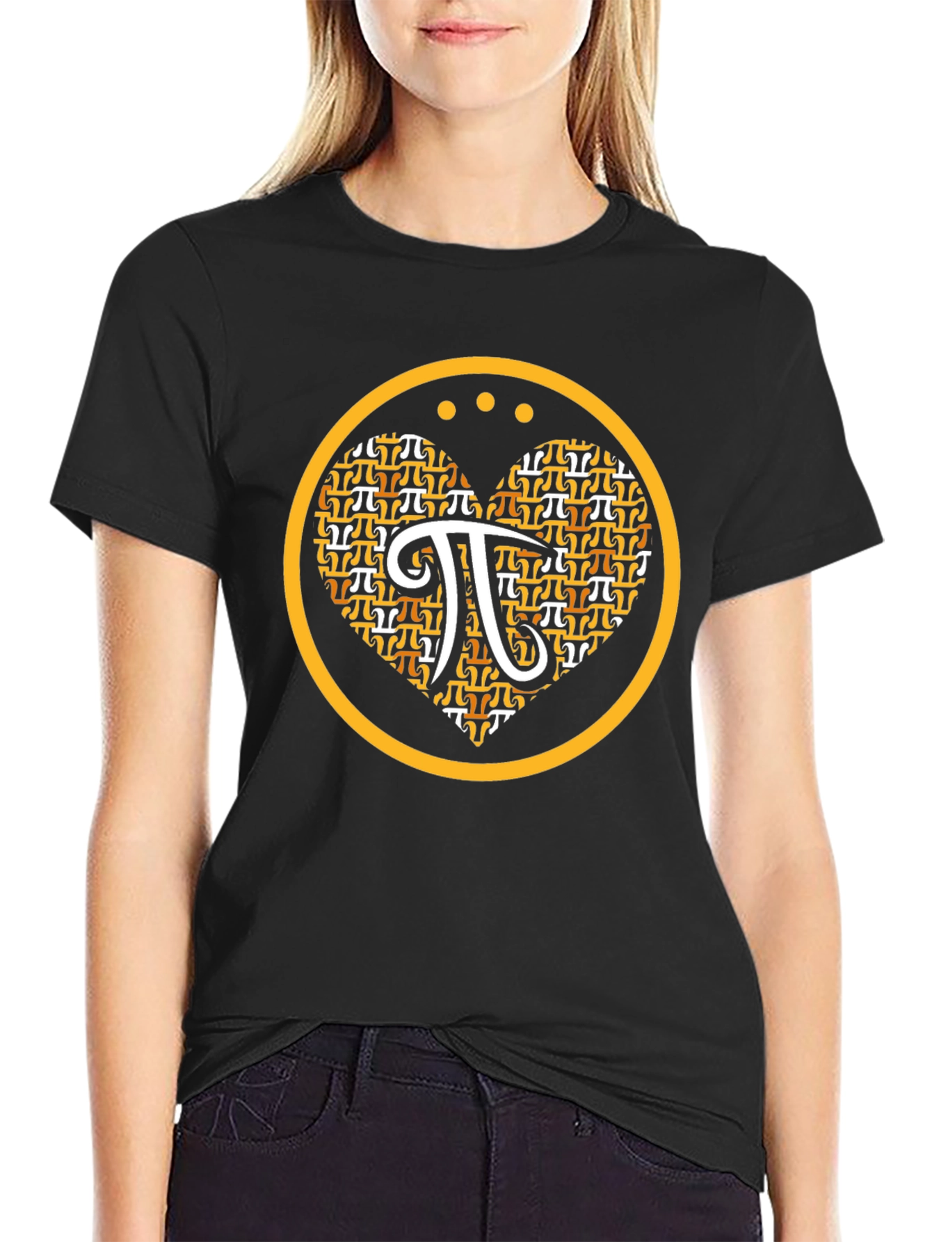 Math Pi Symbol Heart Graphic Tee - Black