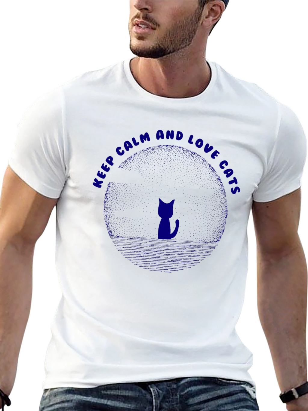 Keep Calm and Love Cats Graphic T-Shirt