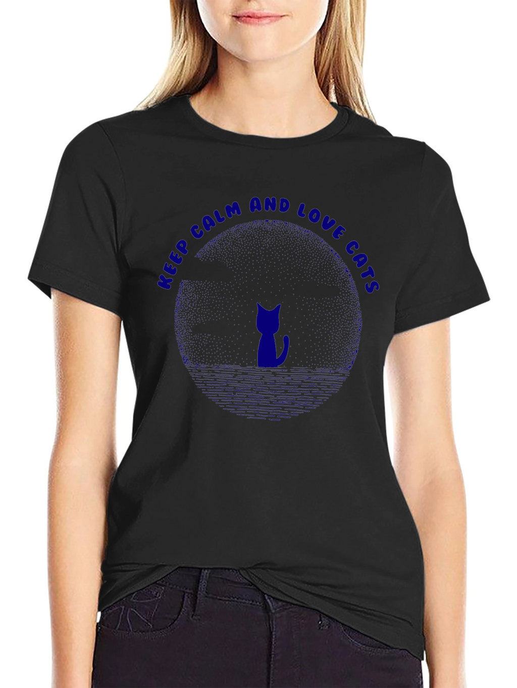 Keep Calm and Love Cats Graphic T-Shirt