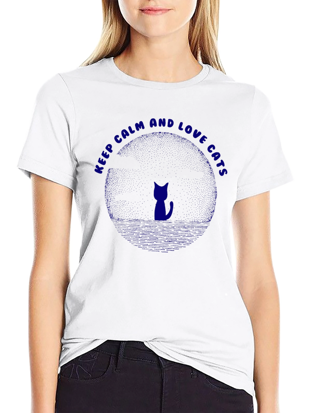 Keep Calm and Love Cats Graphic T-Shirt