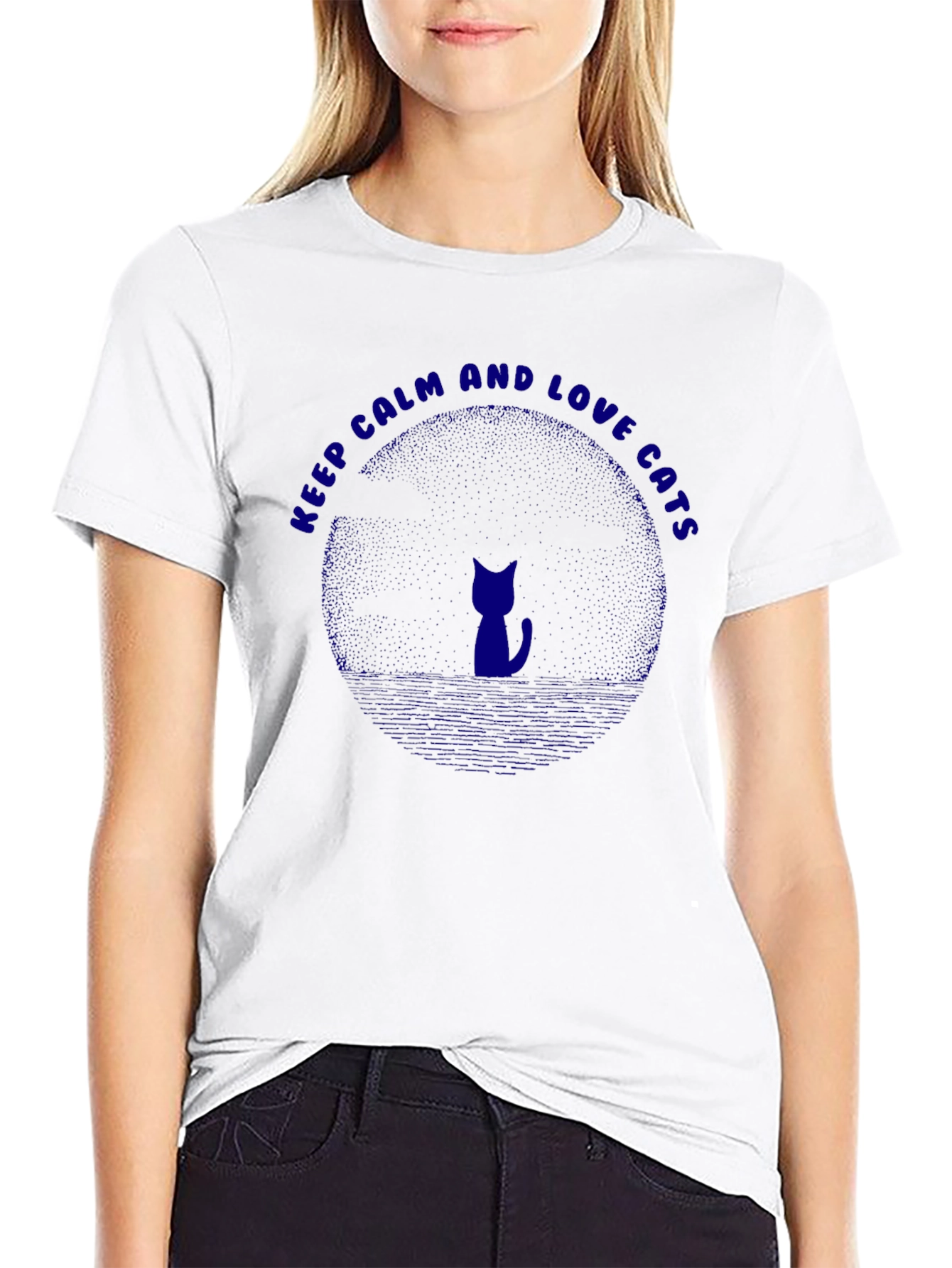 Keep Calm and Love Cats Graphic T-Shirt