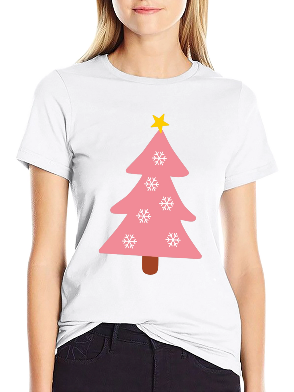 Festive Pink Christmas Tree T-Shirt