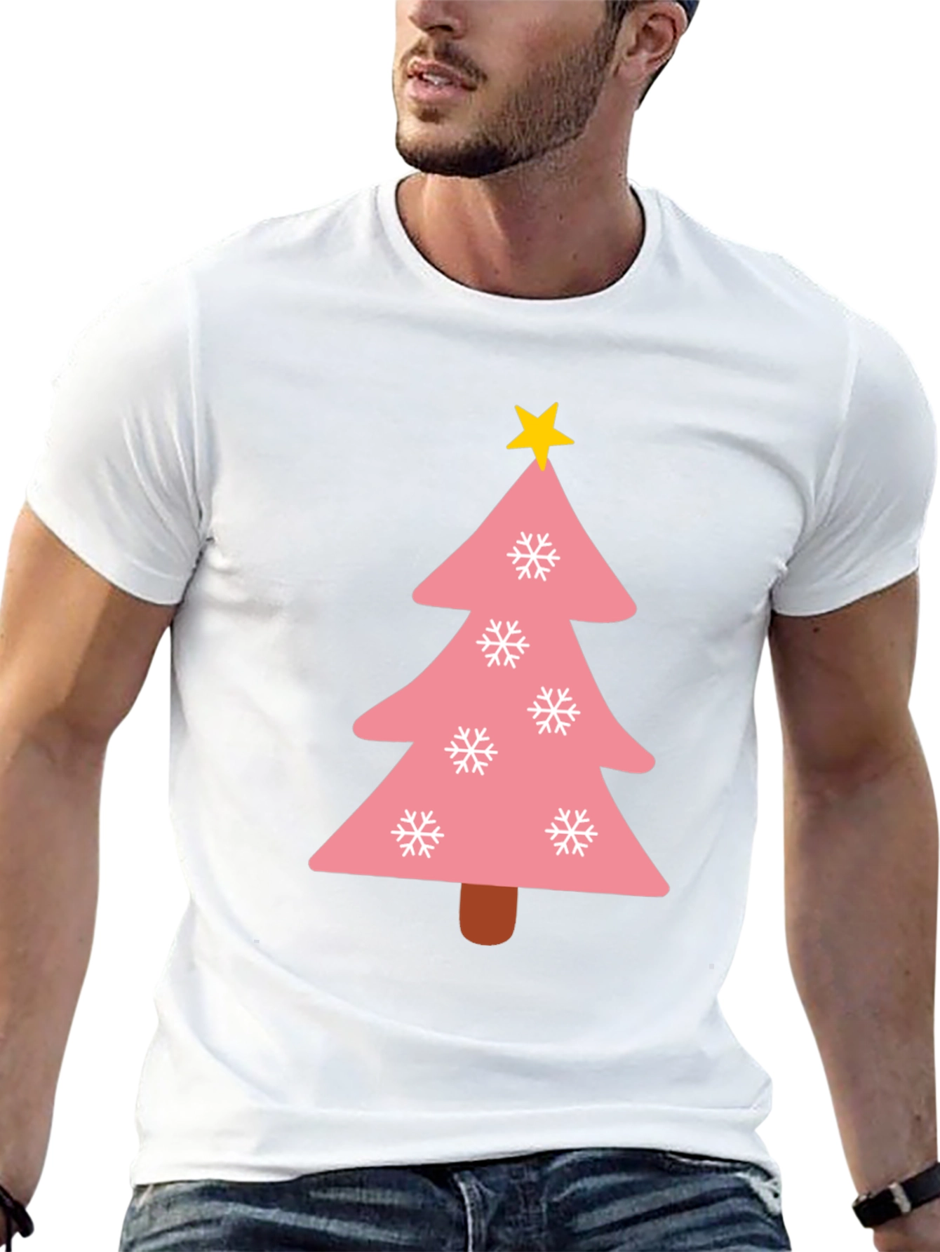 Festive Pink Christmas Tree T-Shirt