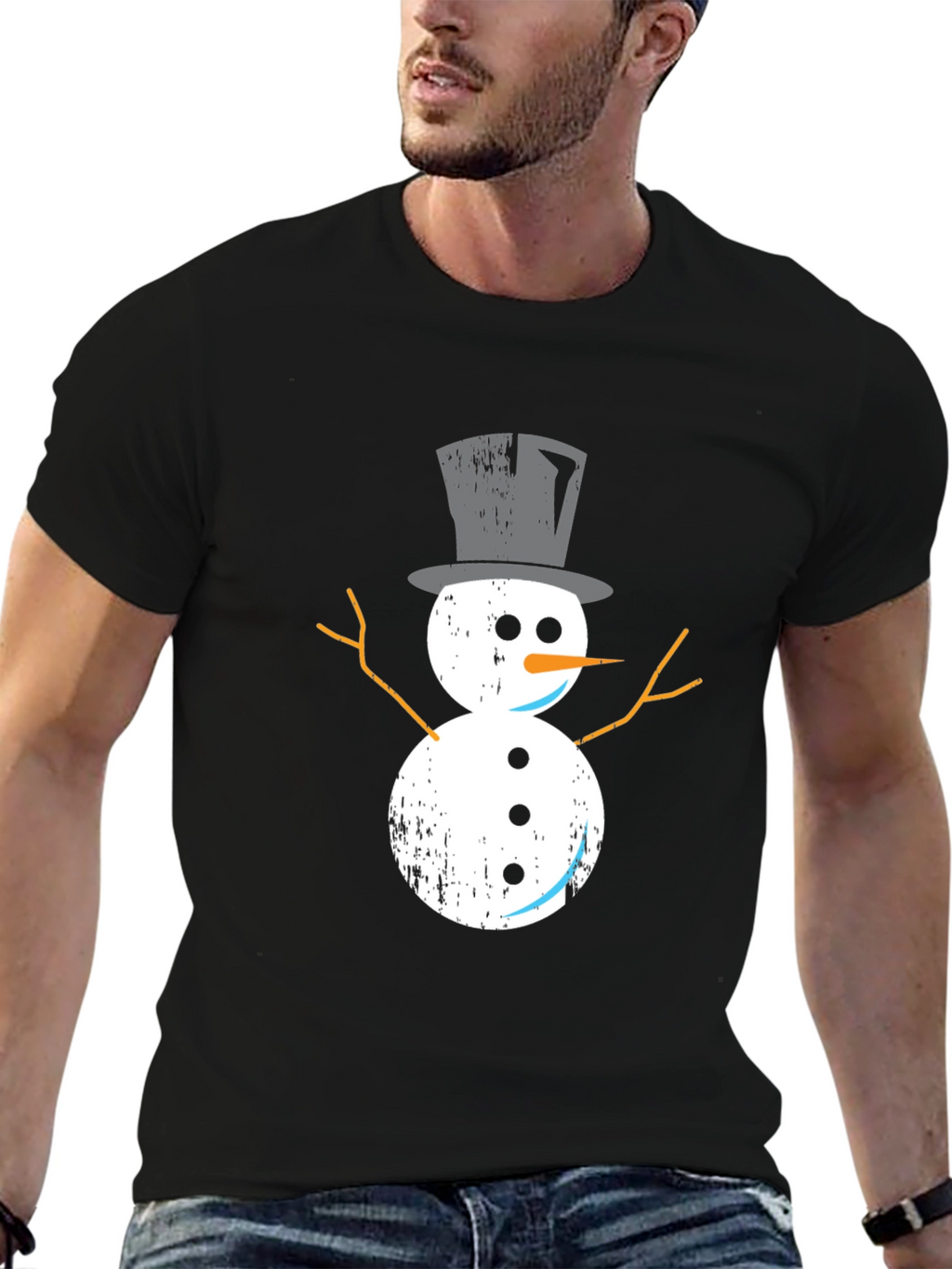 Festive Snowman Graphic Tee - Holiday Style