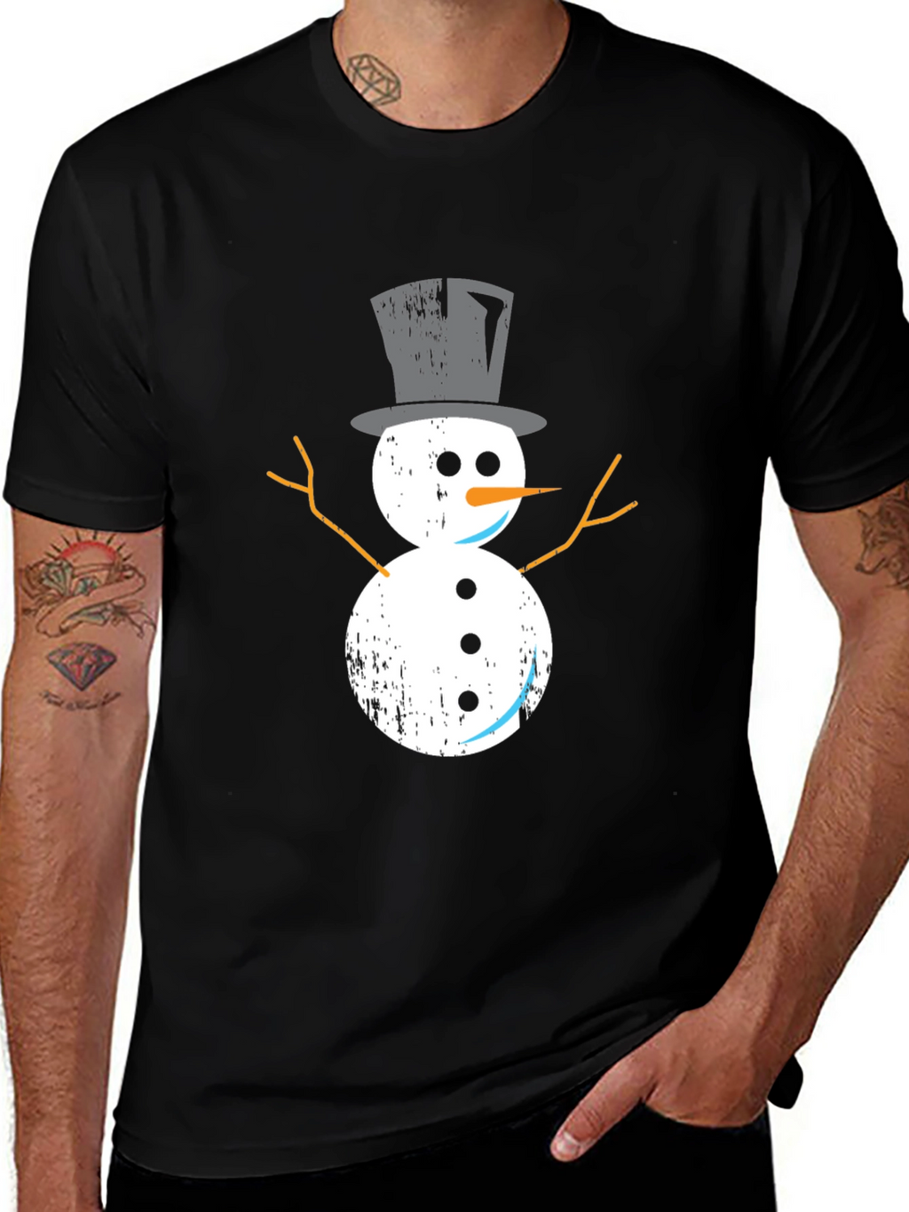 Festive Snowman Graphic Tee - Holiday Style