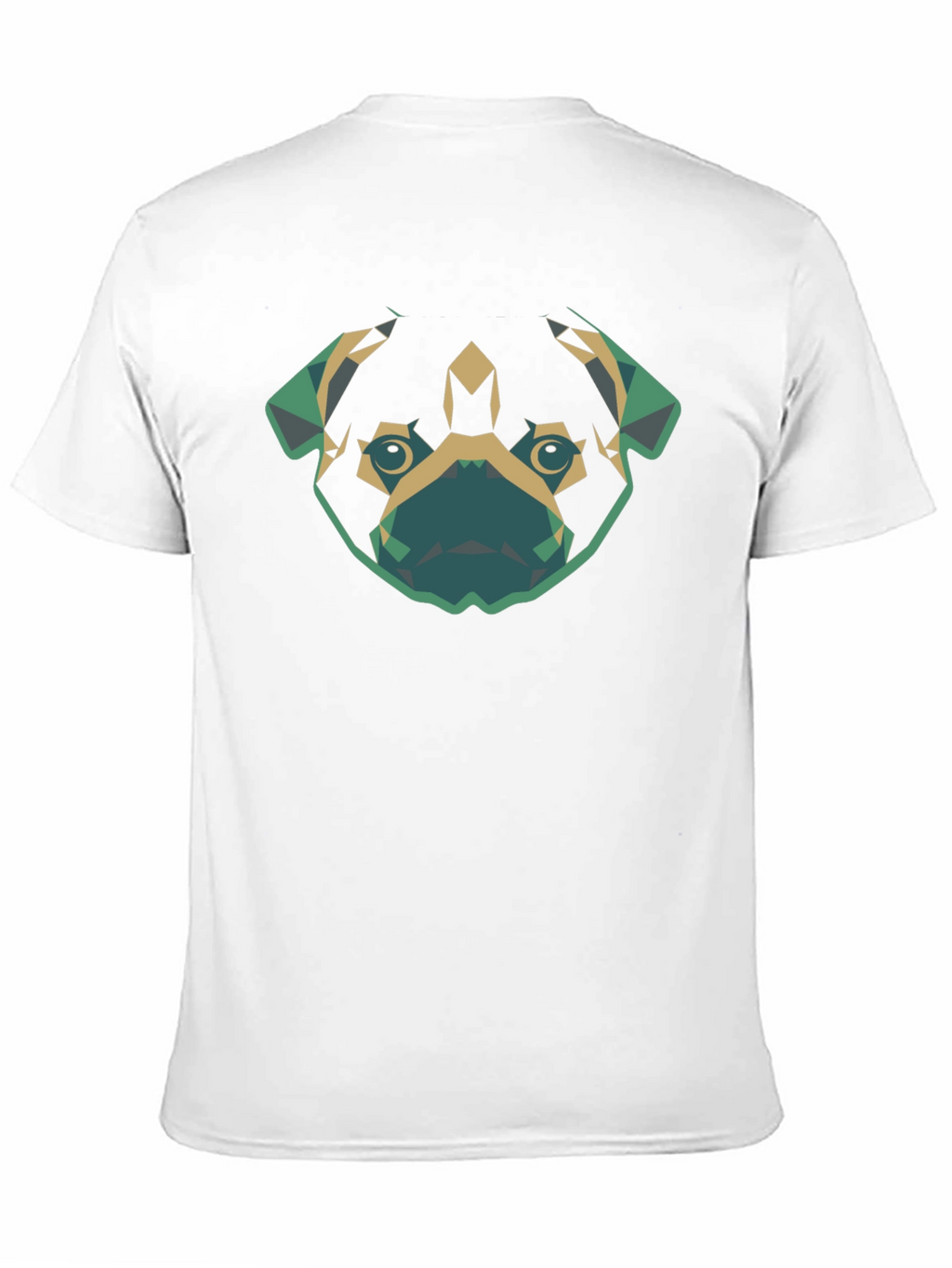 Geometric Pug Dog Graphic Tee - Black Cotton T-Shirt