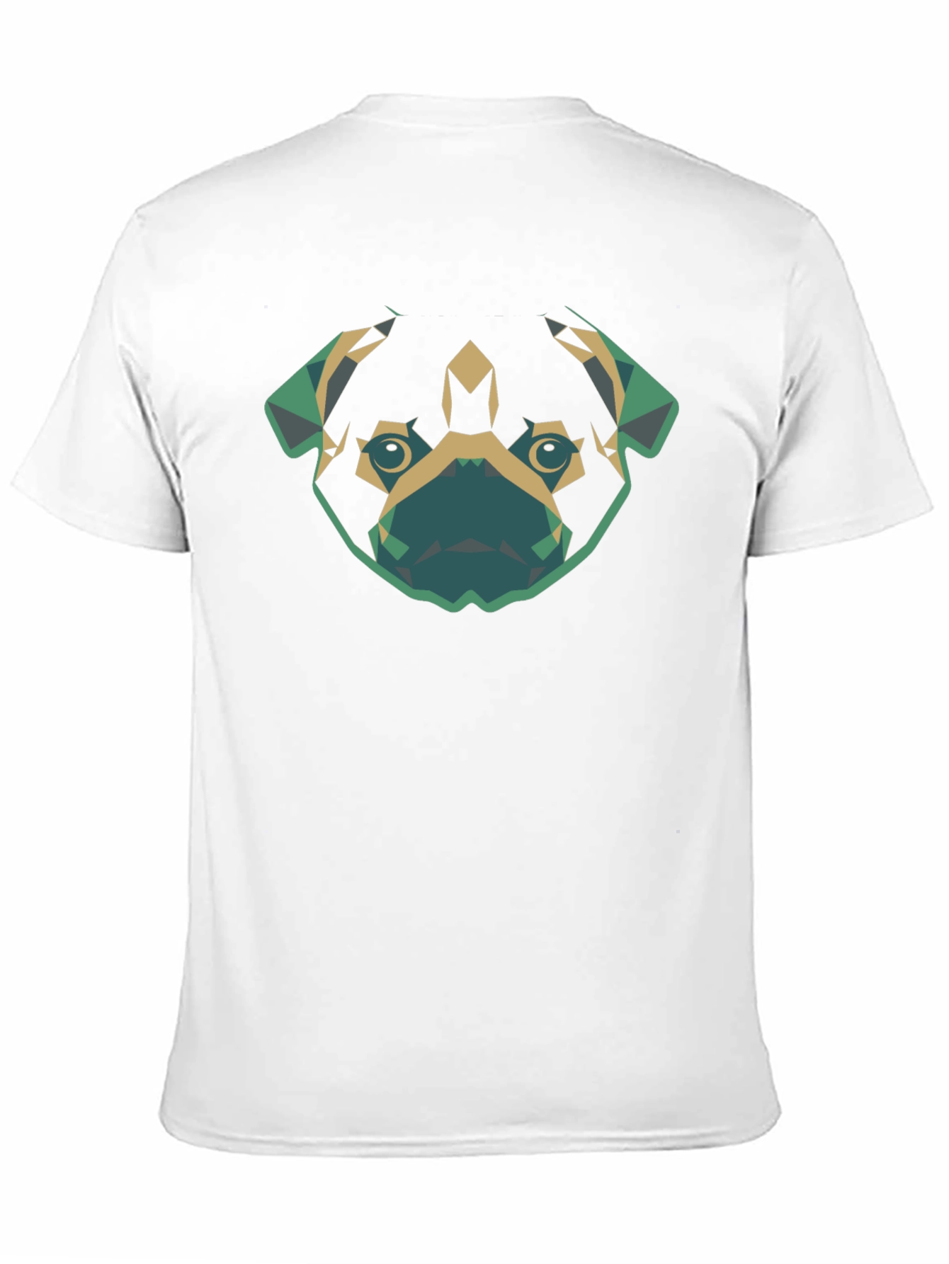 Geometric Pug Dog Graphic Tee - Black Cotton T-Shirt