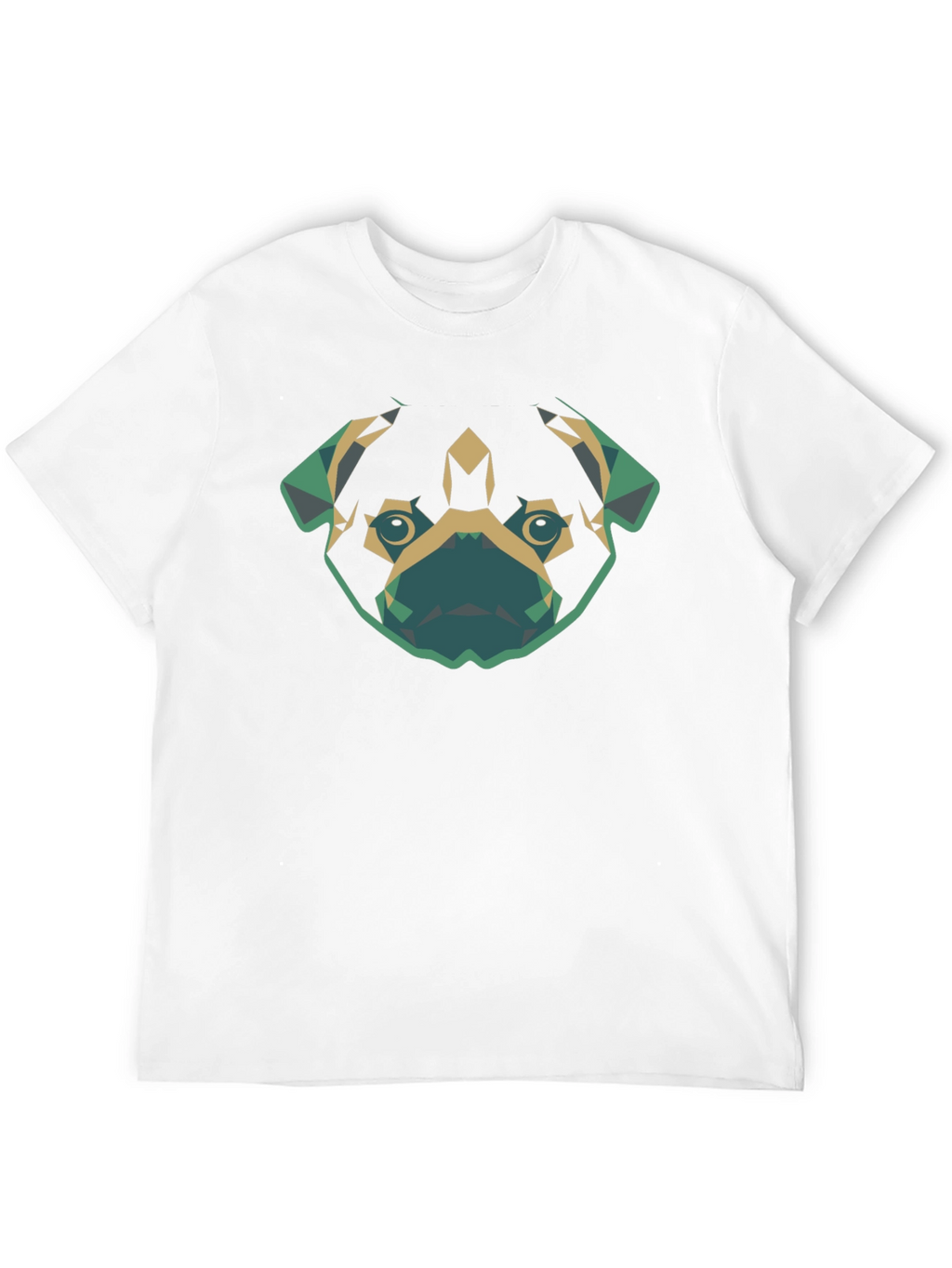 Geometric Pug Dog Graphic Tee - Black Cotton T-Shirt