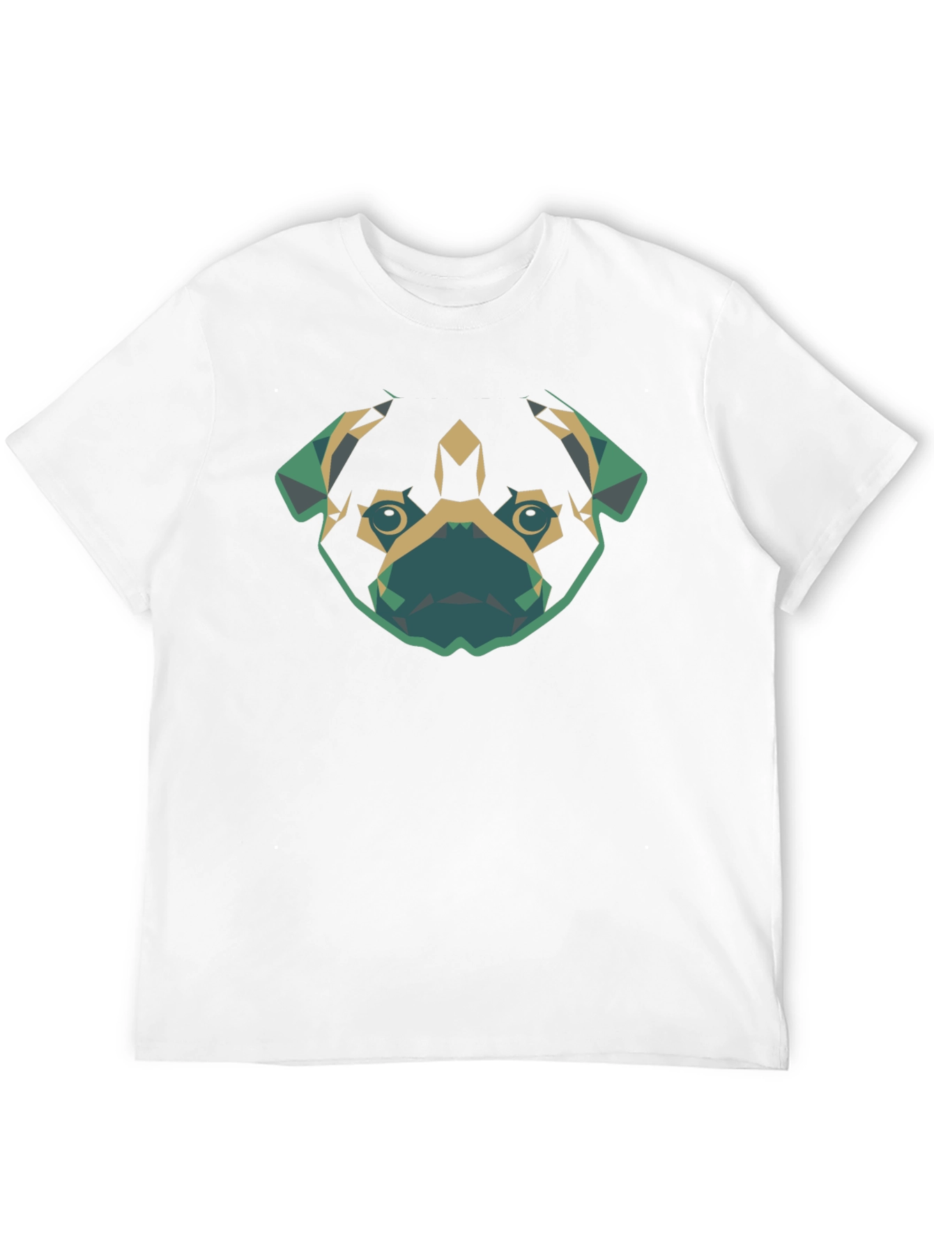 Geometric Pug Dog Graphic Tee - Black Cotton T-Shirt