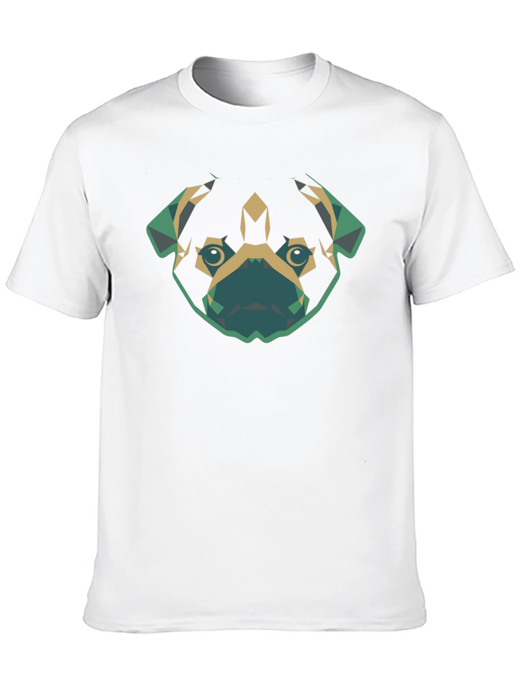 Geometric Pug Dog Graphic Tee - Black Cotton T-Shirt