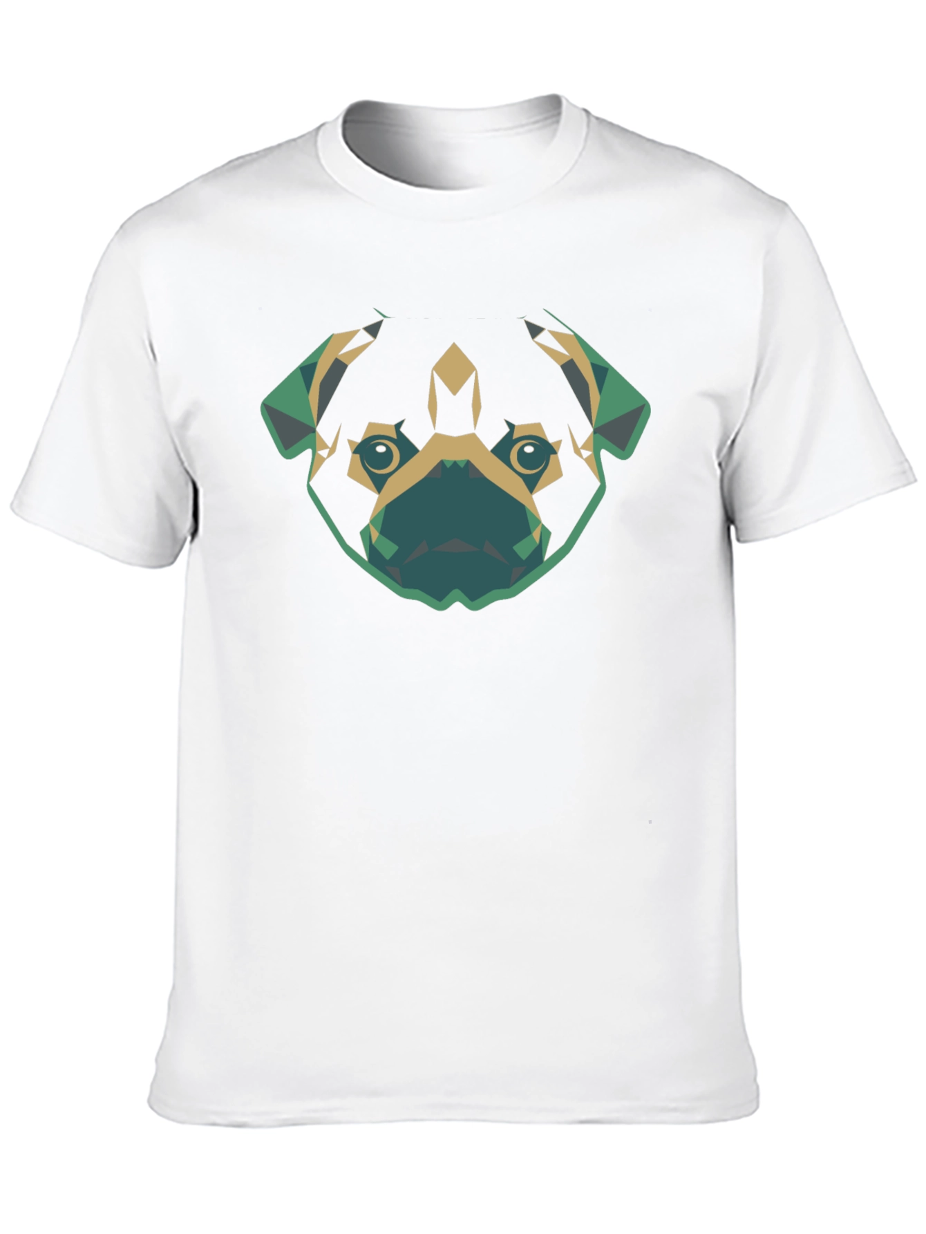 Geometric Pug Dog Graphic Tee - Black Cotton T-Shirt