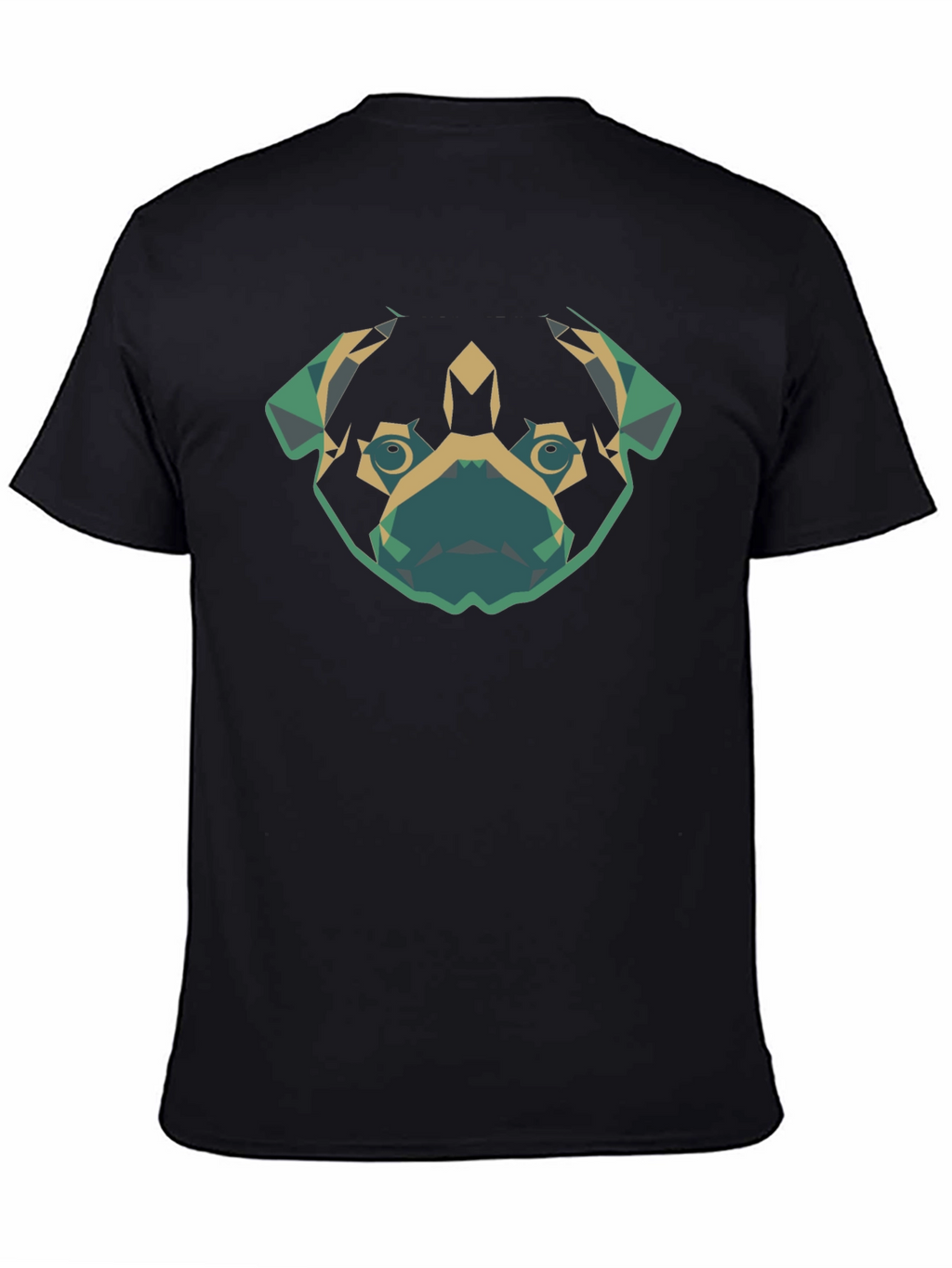 Geometric Pug Dog Graphic Tee - Black Cotton T-Shirt