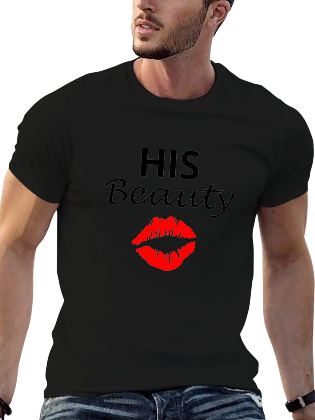 His Beauty Graphic Tee - Black Crew Neck