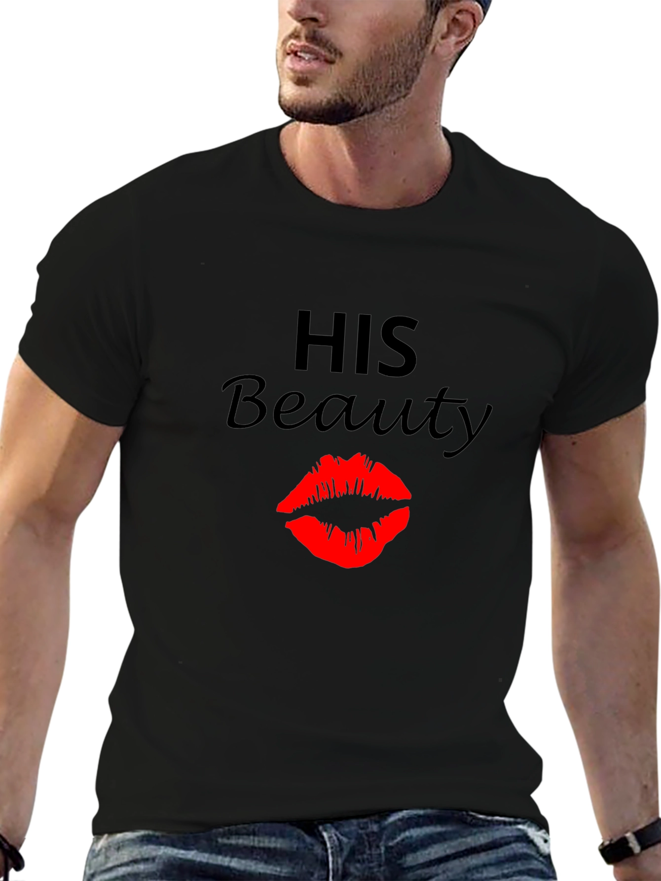 His Beauty Graphic Tee - Black Crew Neck