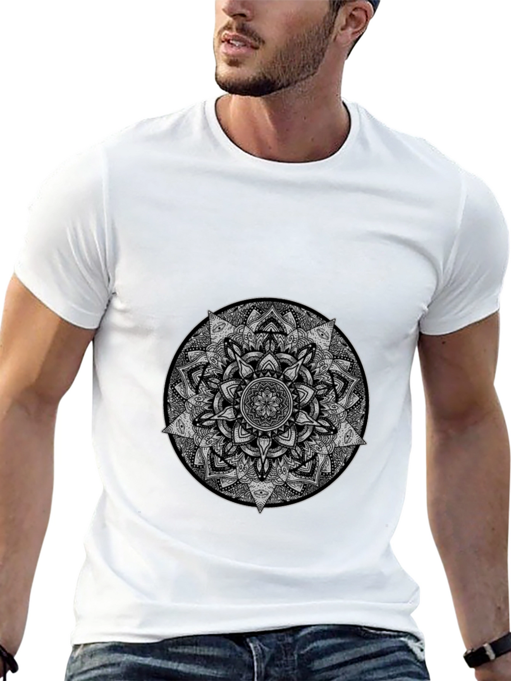 Mandala Graphic Print T-Shirt - Stylish Cotton Blend Tee