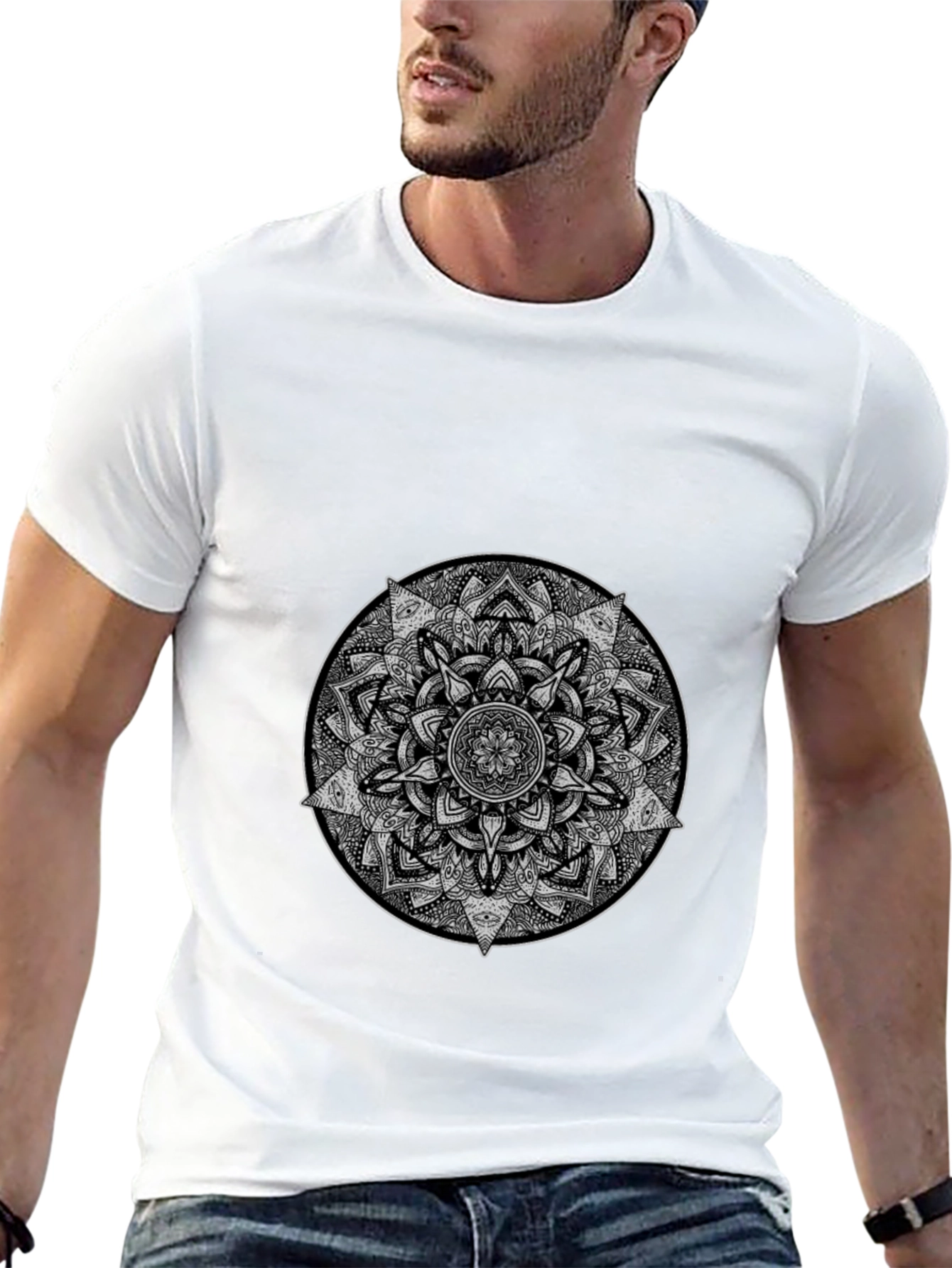 Mandala Graphic Print T-Shirt - Stylish Cotton Blend Tee